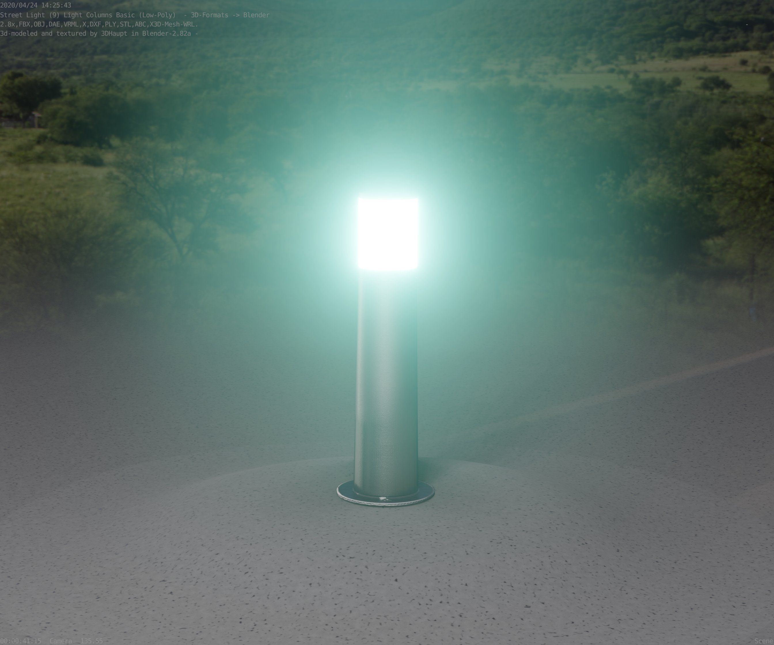 Low-Poly Basic Light Column 10 - Street Light Set-9 Low-poly 3D model_99