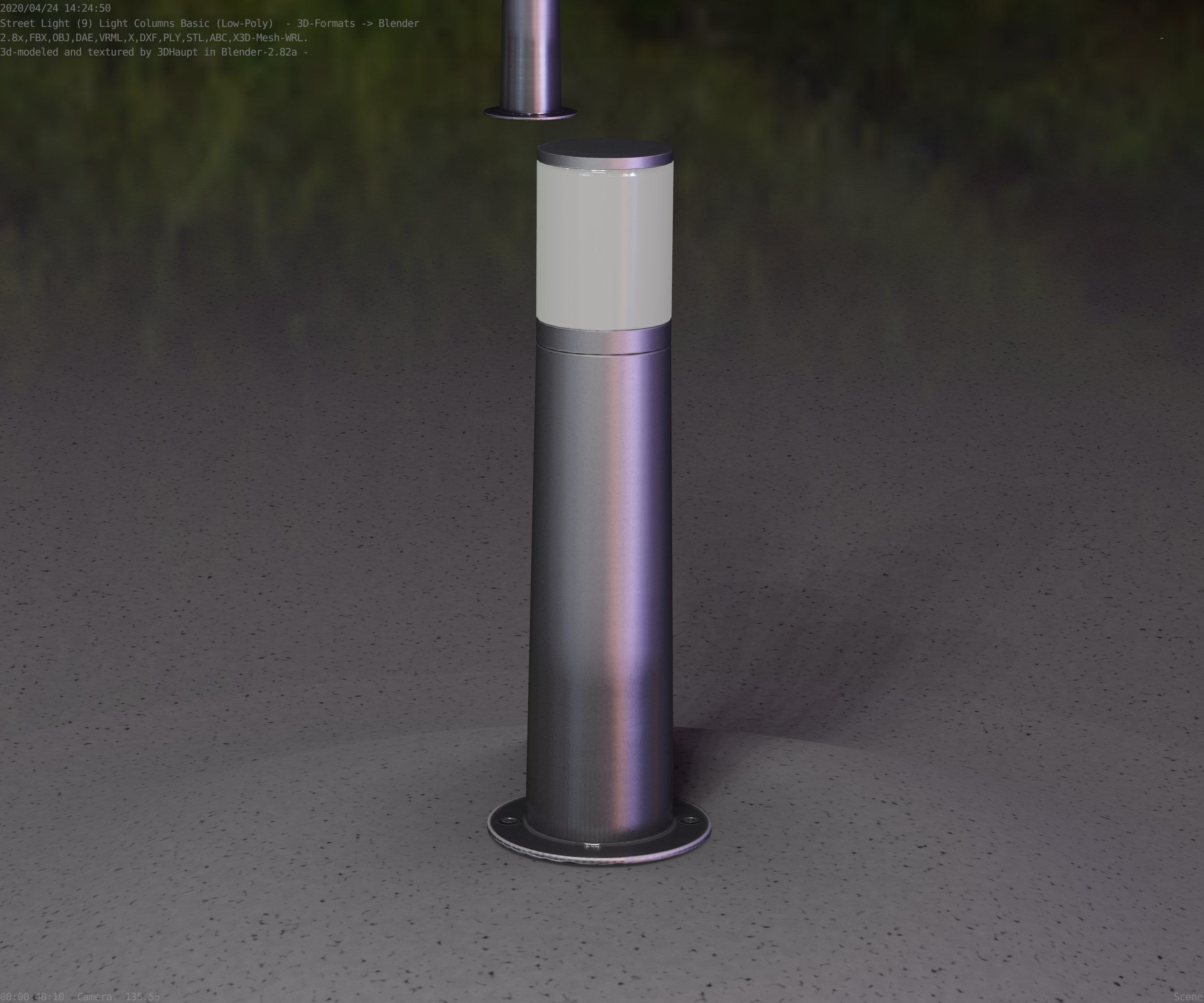 Low-Poly Basic Light Column 10 - Street Light Set-9 Low-poly 3D model_71