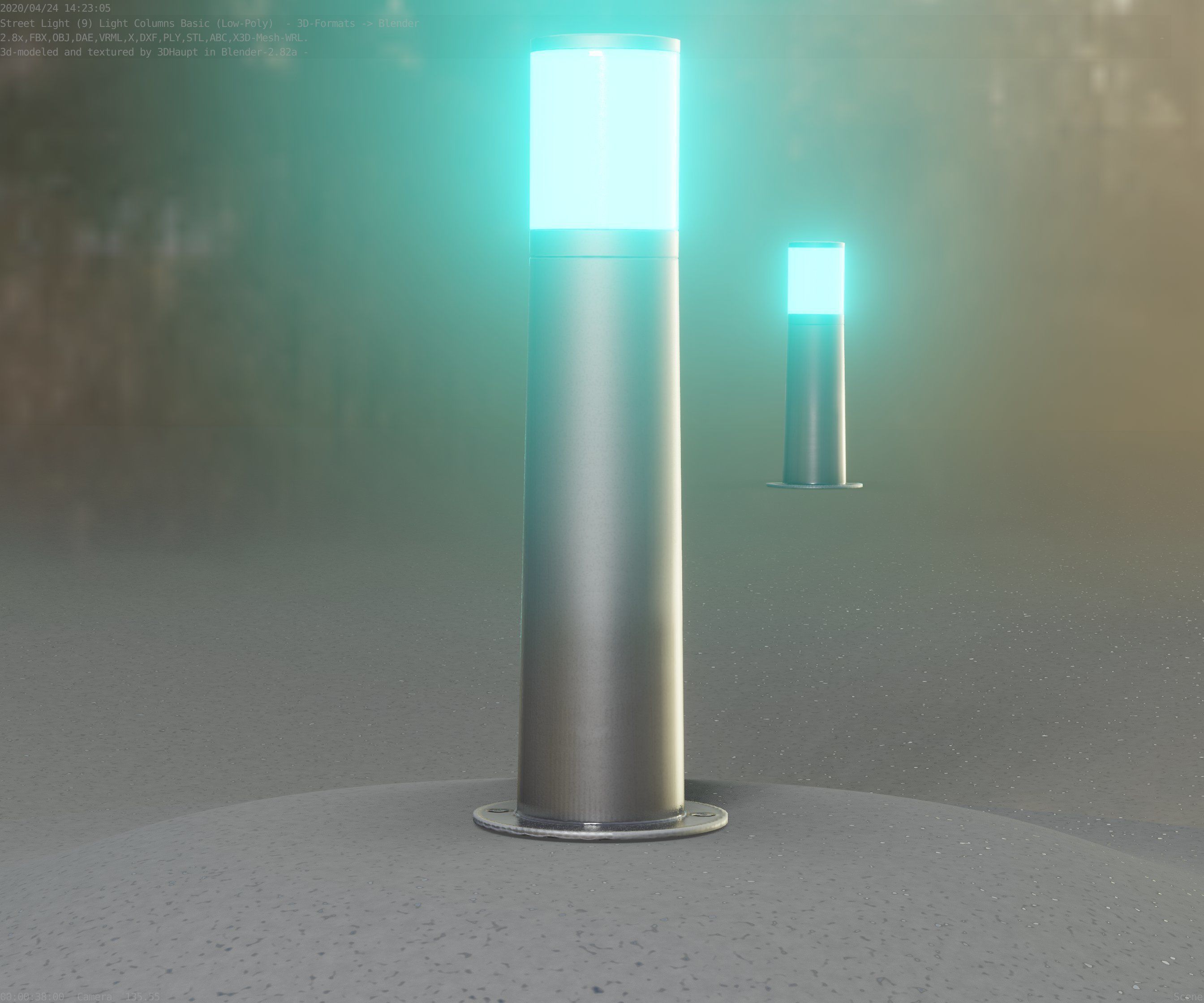 Low-Poly Basic Light Column 10 - Street Light Set-9 Low-poly 3D model_10
