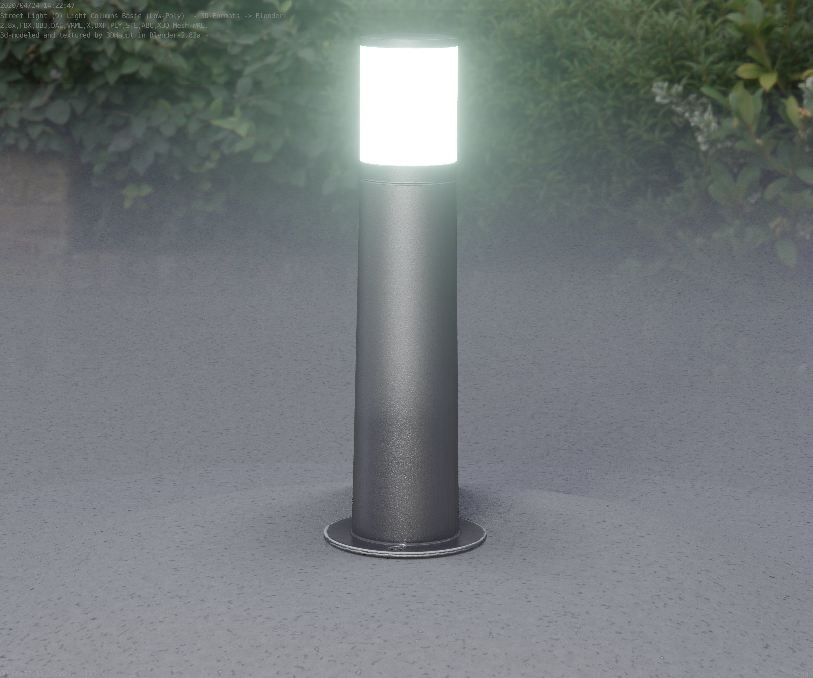 Low-Poly Basic Light Column 10 - Street Light Set-9 Low-poly 3D model_23