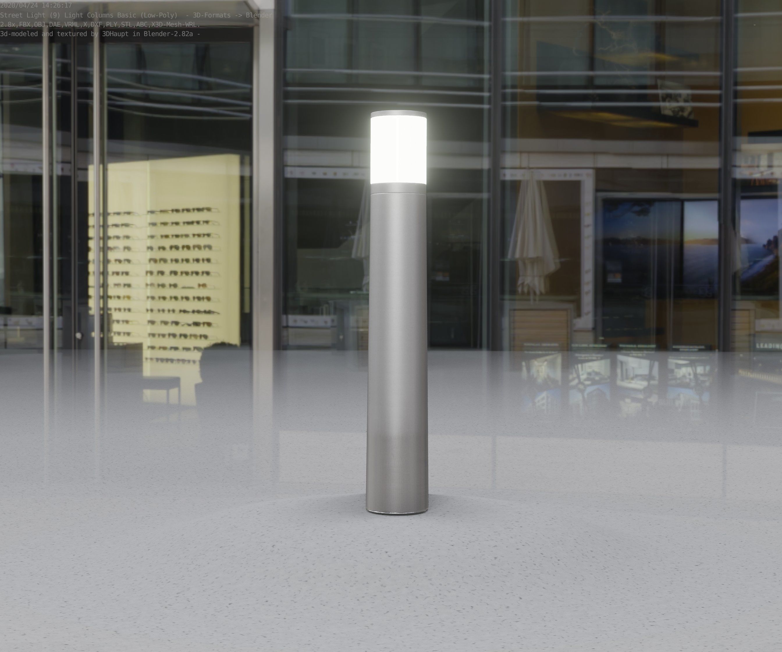 Low-Poly Basic Light Column 11 - Street Light Set-9 Low-poly 3D model_26