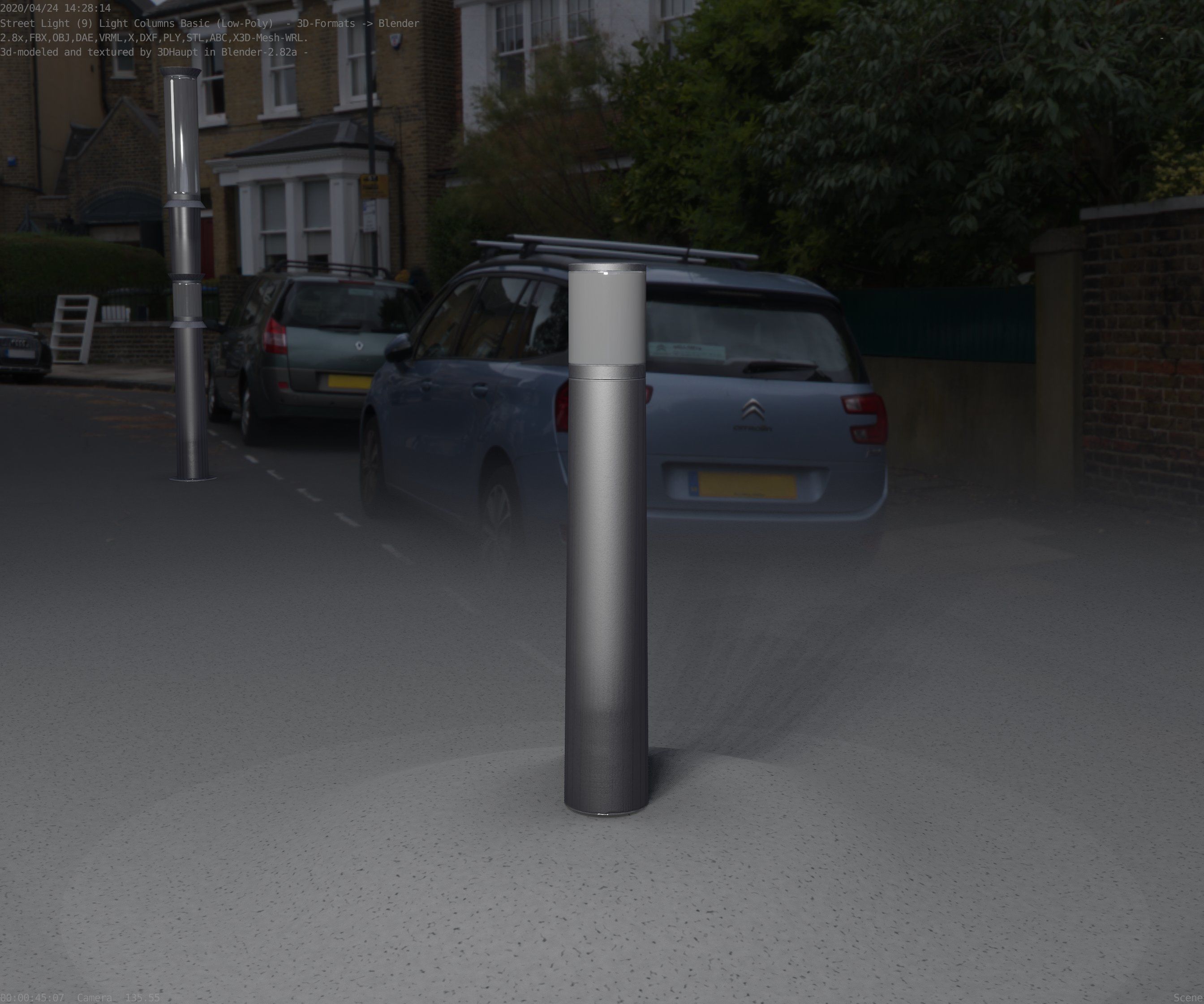 Low-Poly Basic Light Column 11 - Street Light Set-9 Low-poly 3D model_92