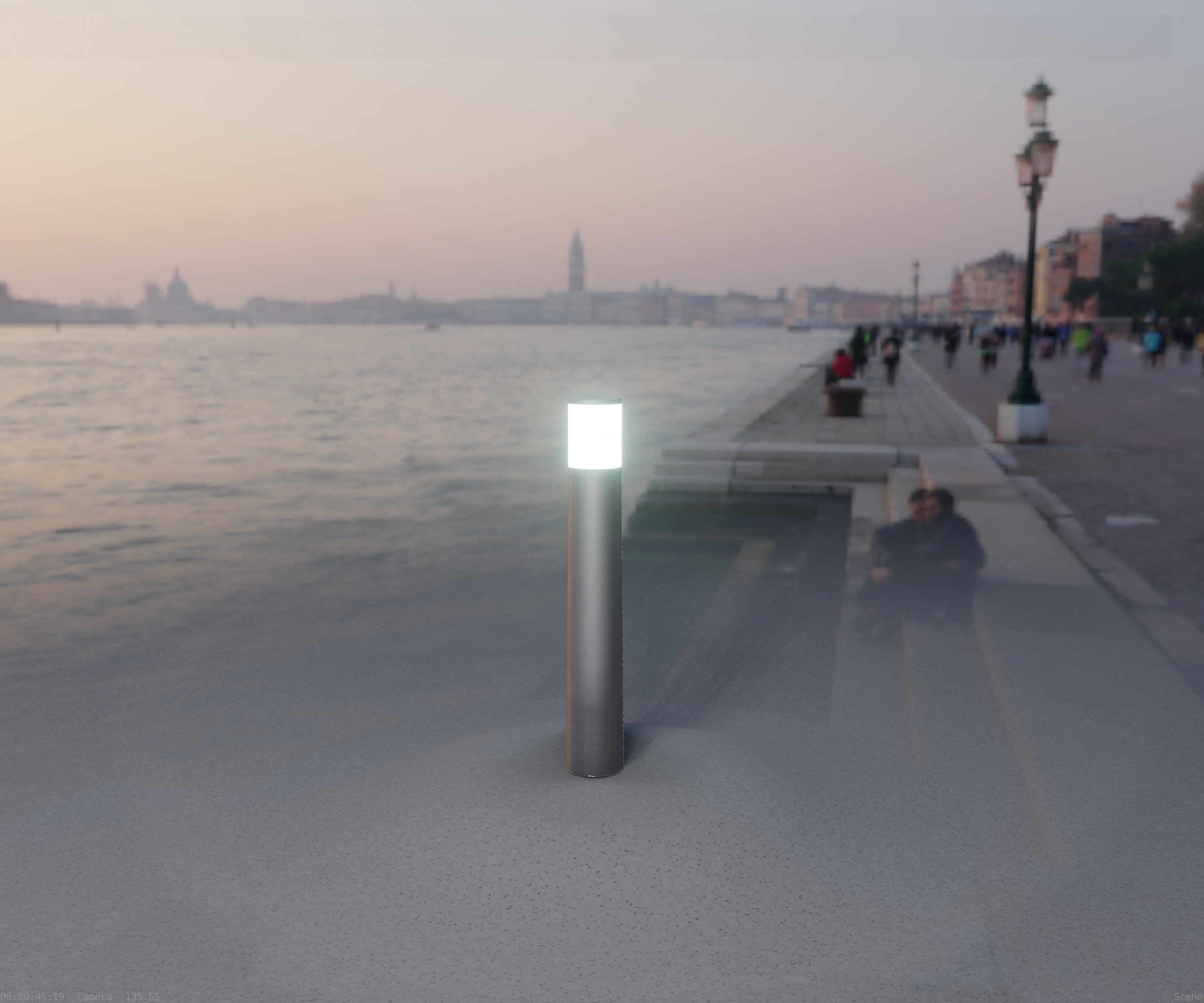 Low-Poly Basic Light Column 11 - Street Light Set-9 Low-poly 3D model_4