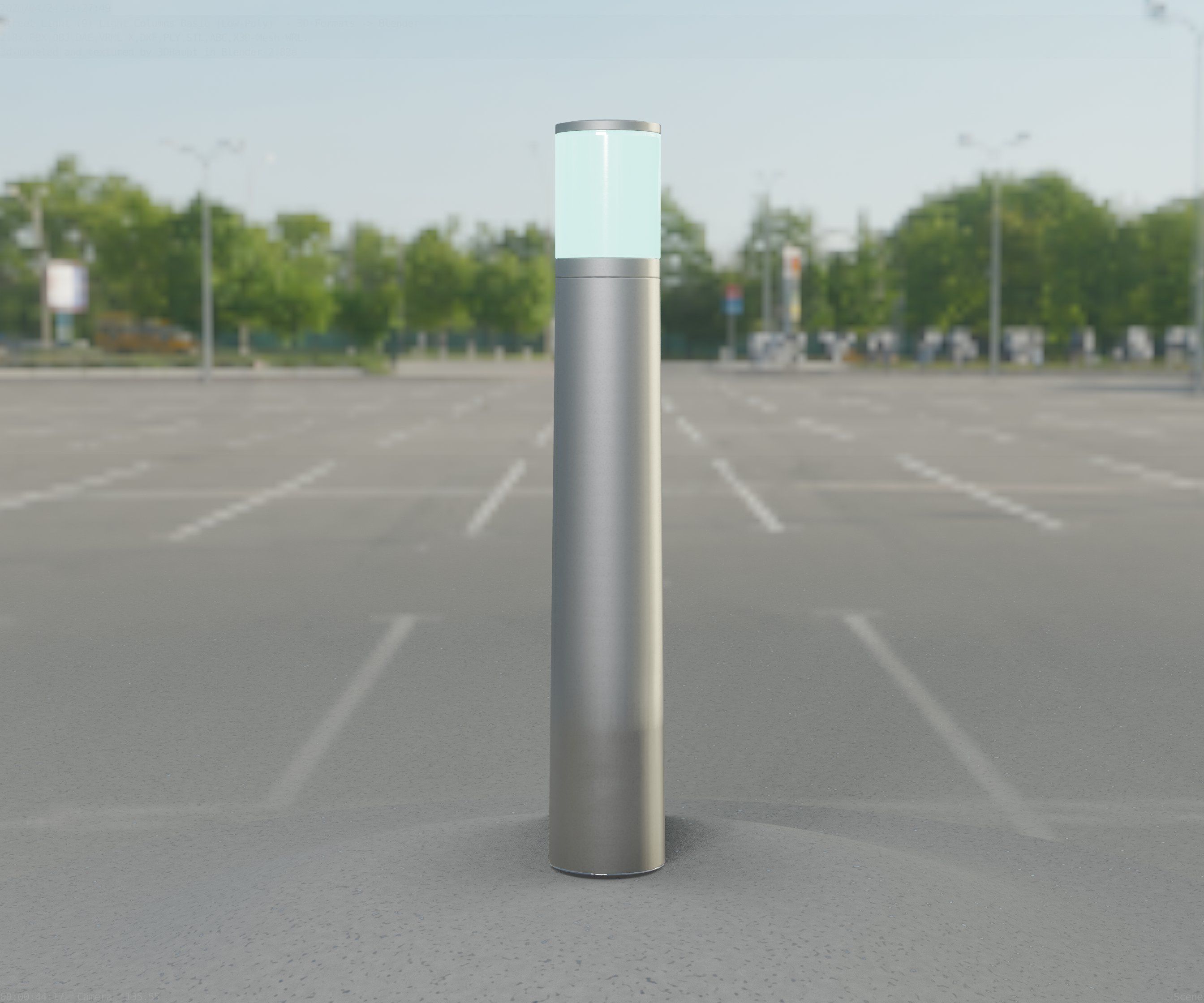Low-Poly Basic Light Column 11 - Street Light Set-9 Low-poly 3D model_78