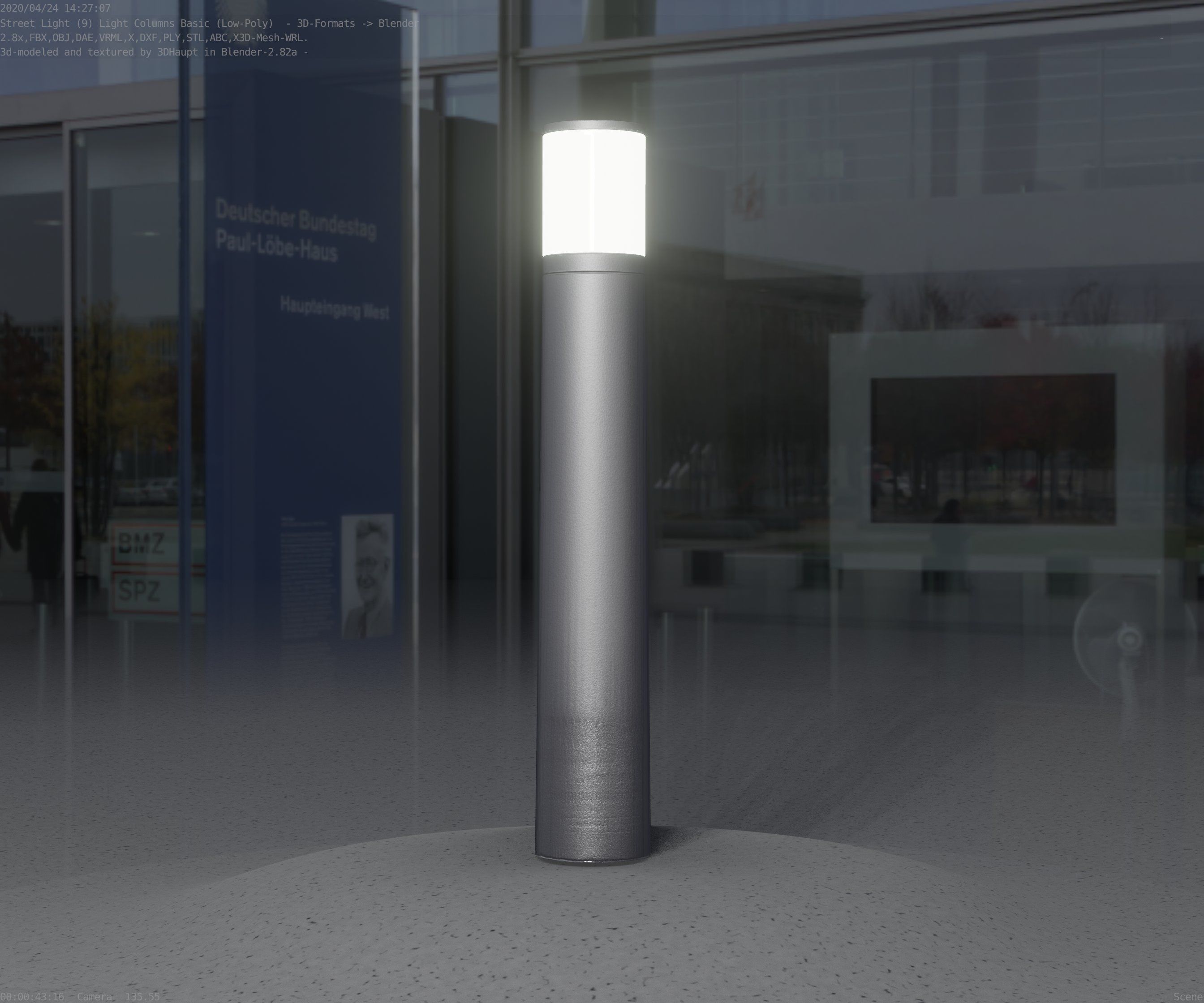 Low-Poly Basic Light Column 11 - Street Light Set-9 Low-poly 3D model_53