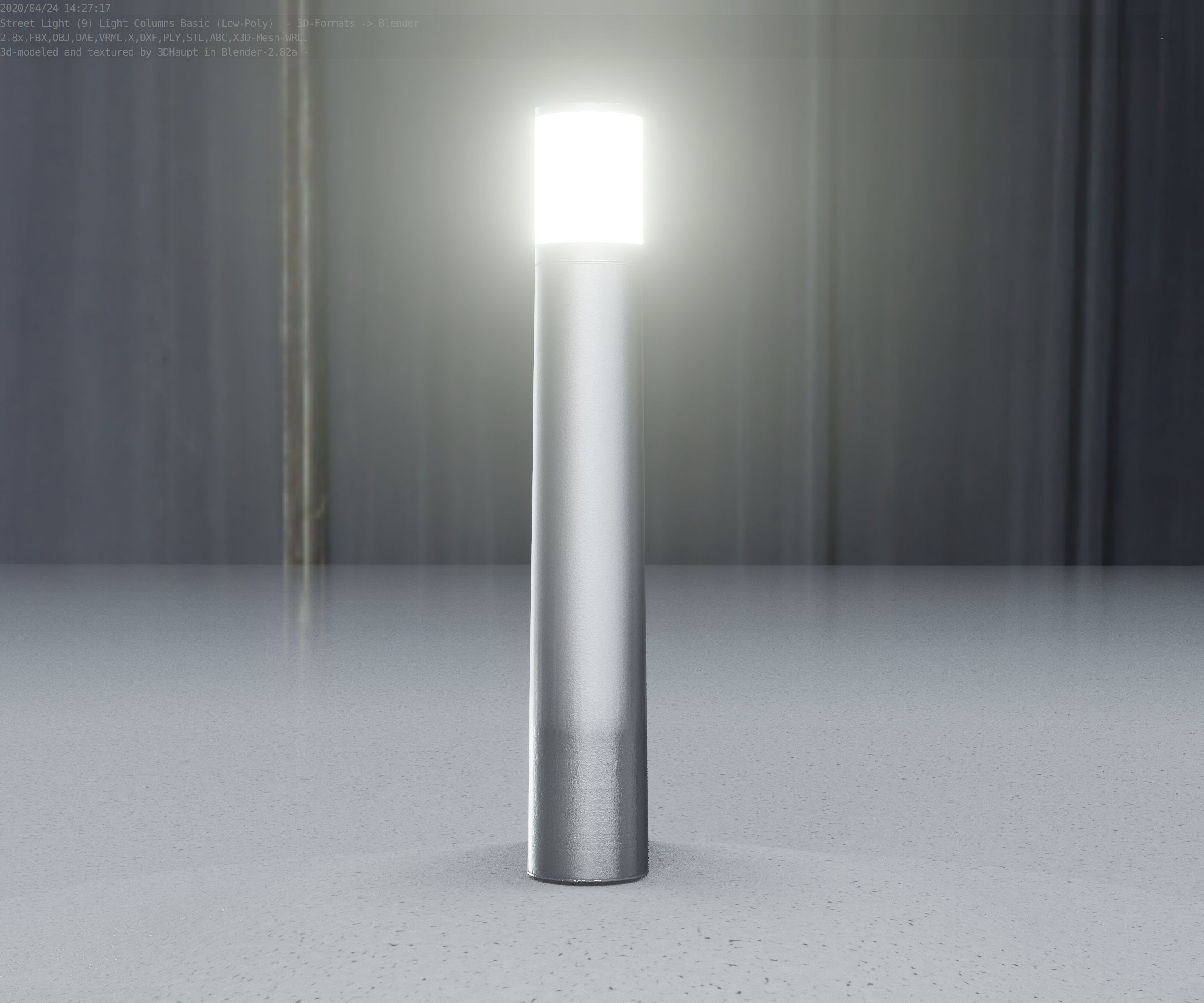 Low-Poly Basic Light Column 11 - Street Light Set-9 Low-poly 3D model_59