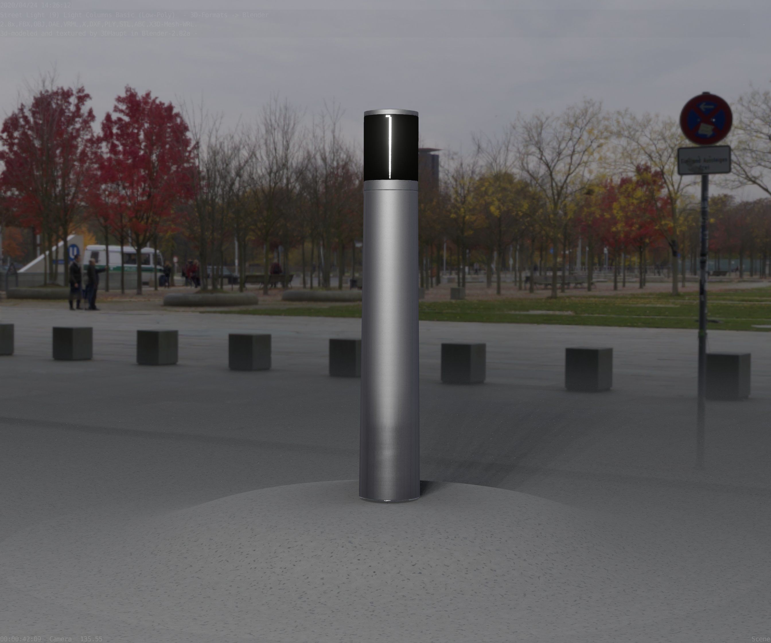 Low-Poly Basic Light Column 11 - Street Light Set-9 Low-poly 3D model_22