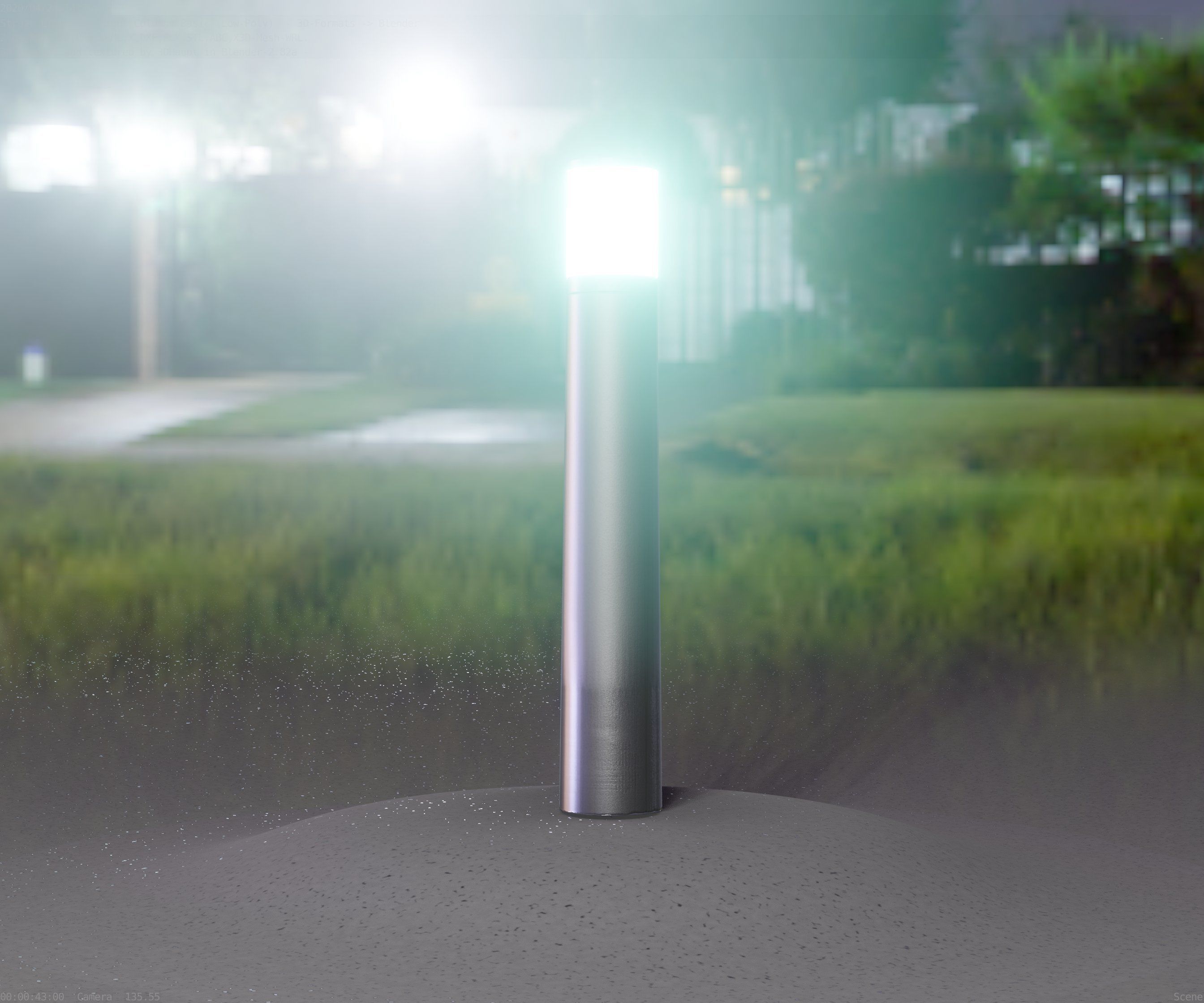 Low-Poly Basic Light Column 11 - Street Light Set-9 Low-poly 3D model_37