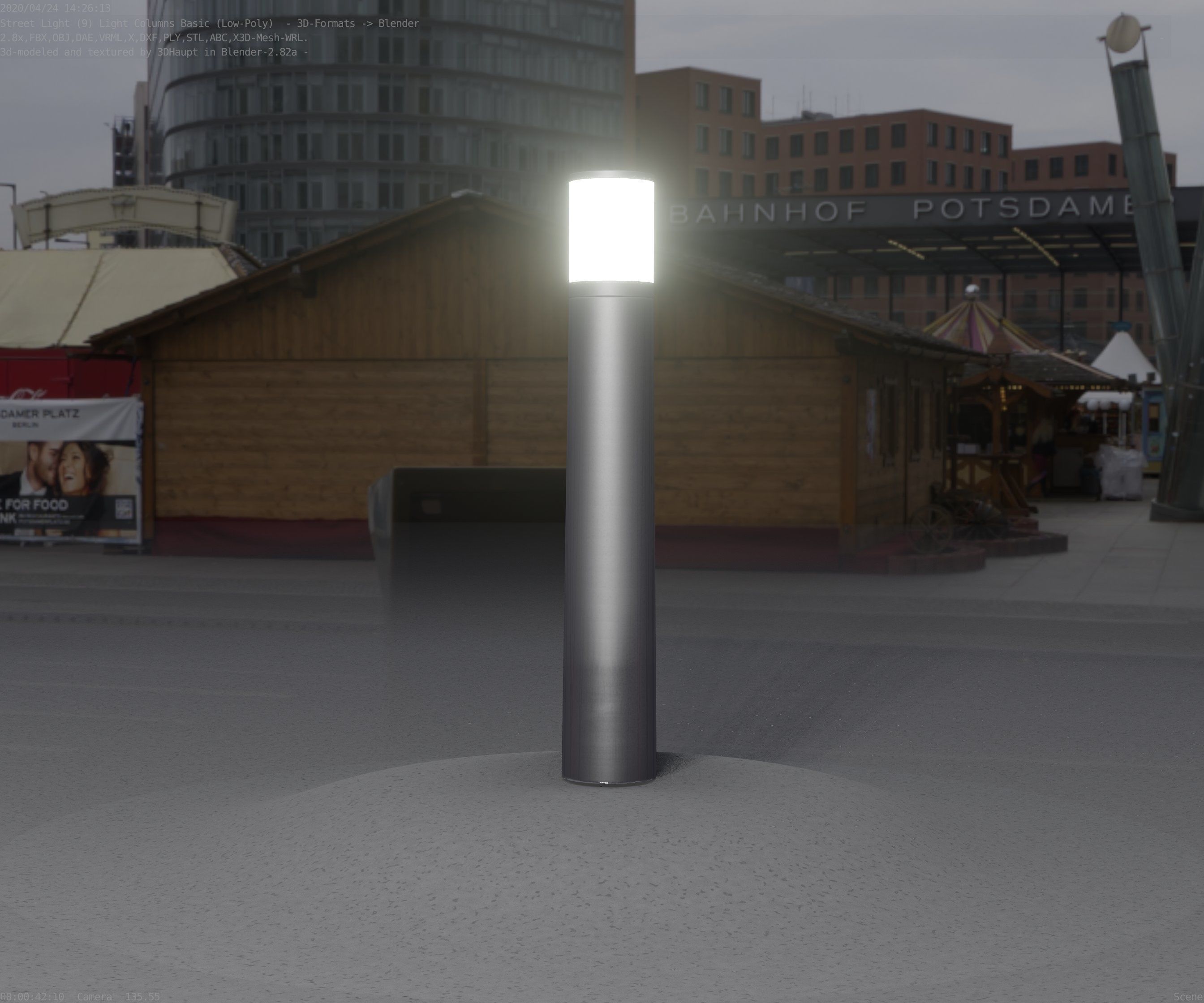 Low-Poly Basic Light Column 11 - Street Light Set-9 Low-poly 3D model_23