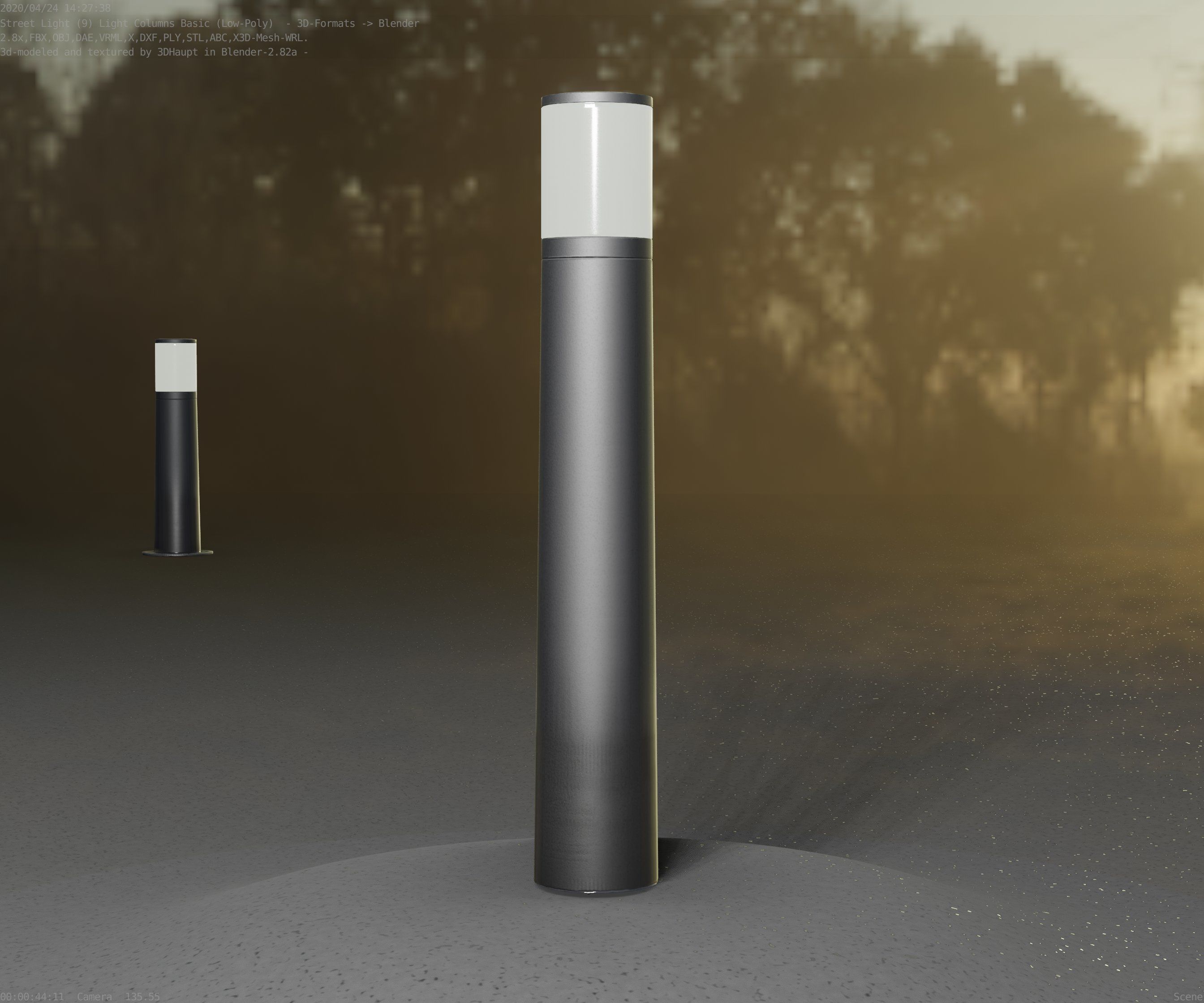 Low-Poly Basic Light Column 11 - Street Light Set-9 Low-poly 3D model_72