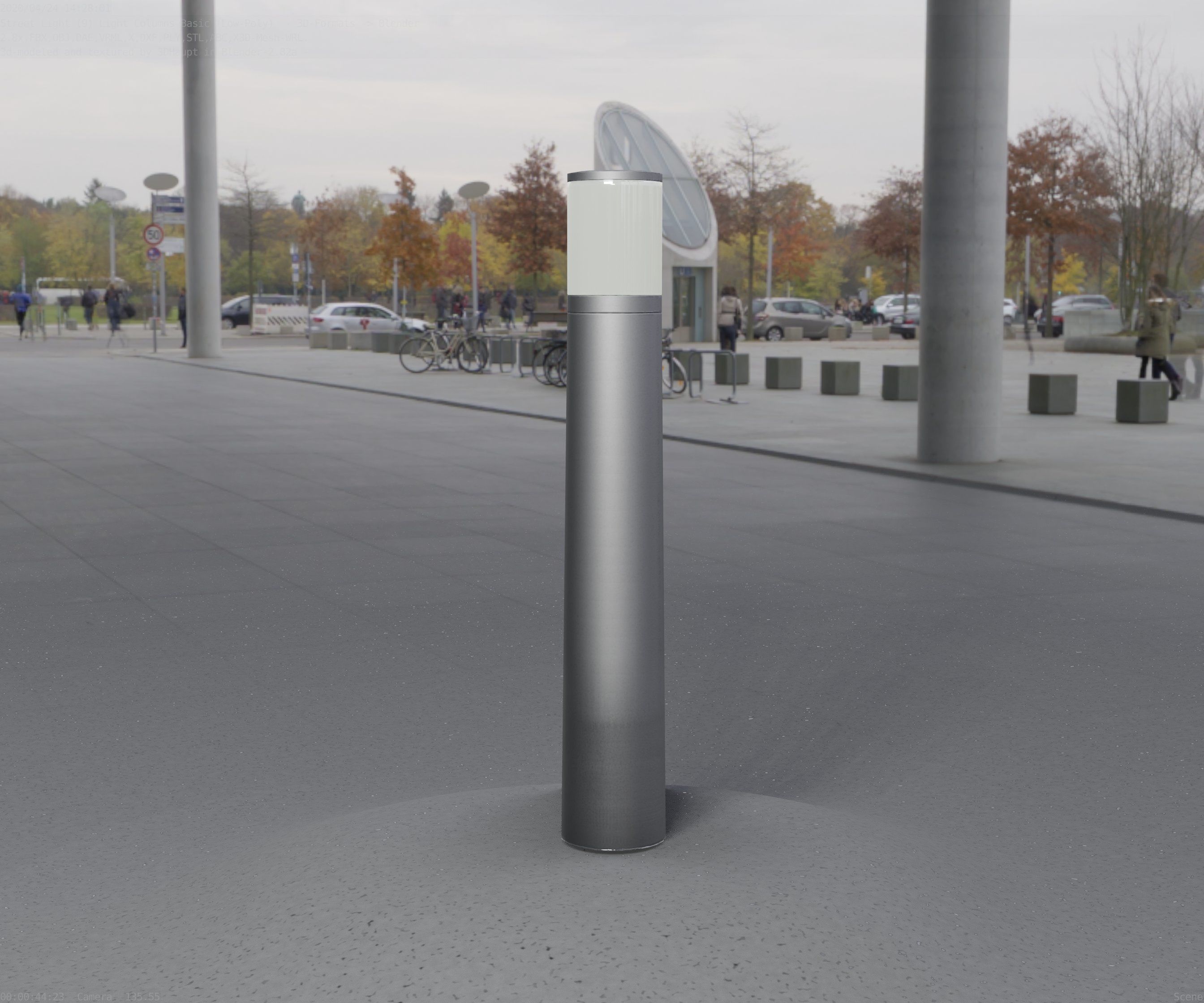 Low-Poly Basic Light Column 11 - Street Light Set-9 Low-poly 3D model_84