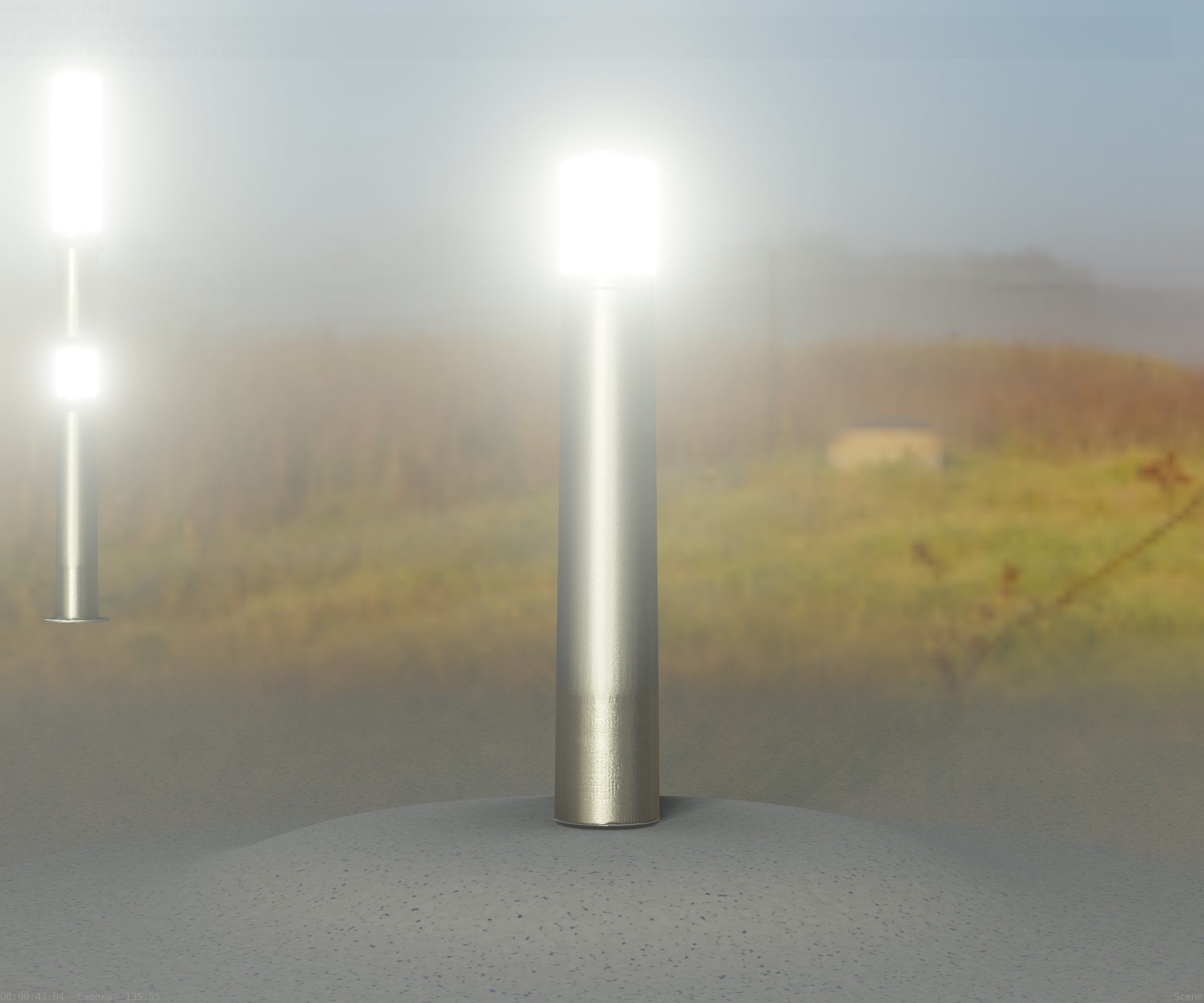 Low-Poly Basic Light Column 11 - Street Light Set-9 Low-poly 3D model_41