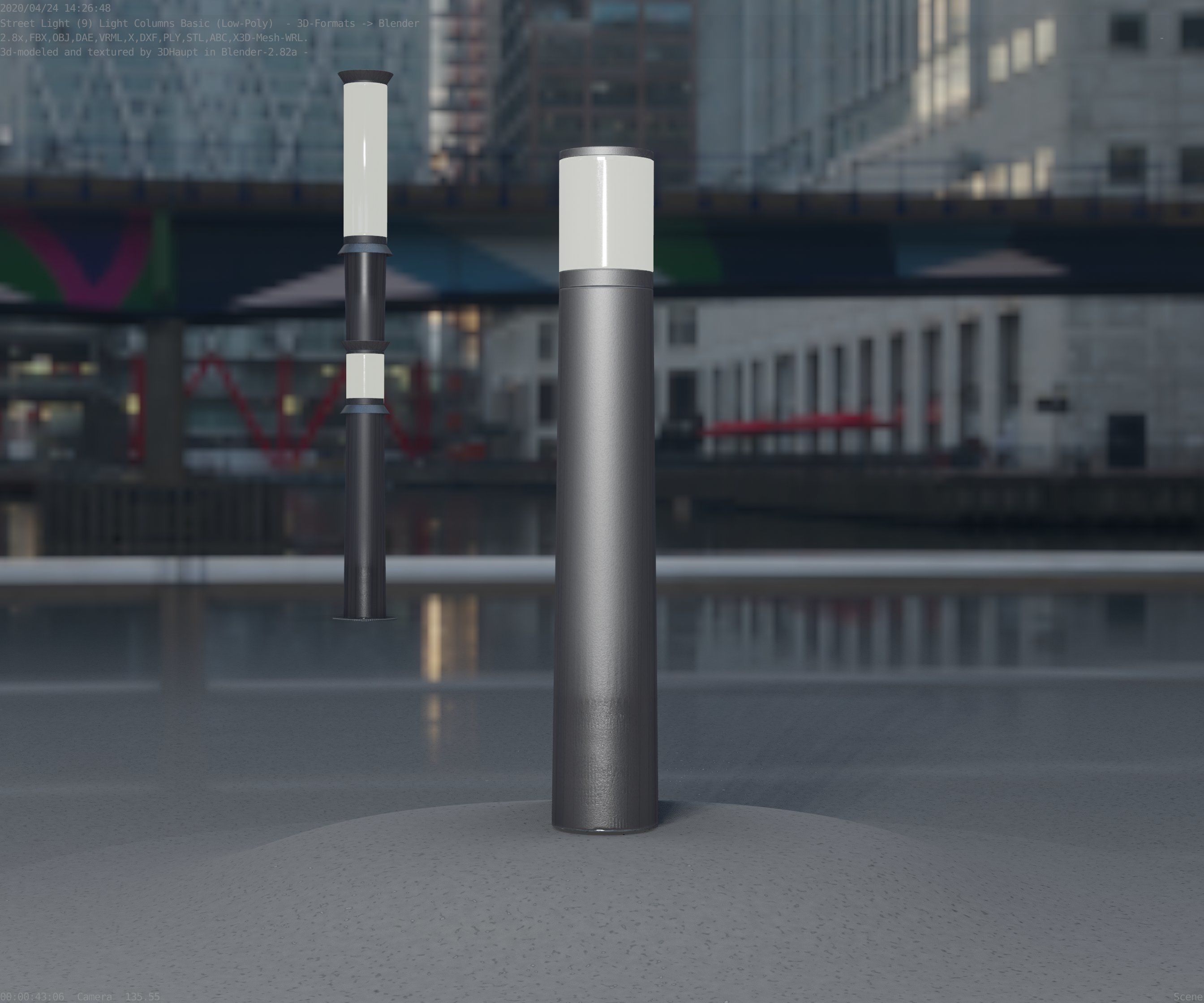 Low-Poly Basic Light Column 11 - Street Light Set-9 Low-poly 3D model_43