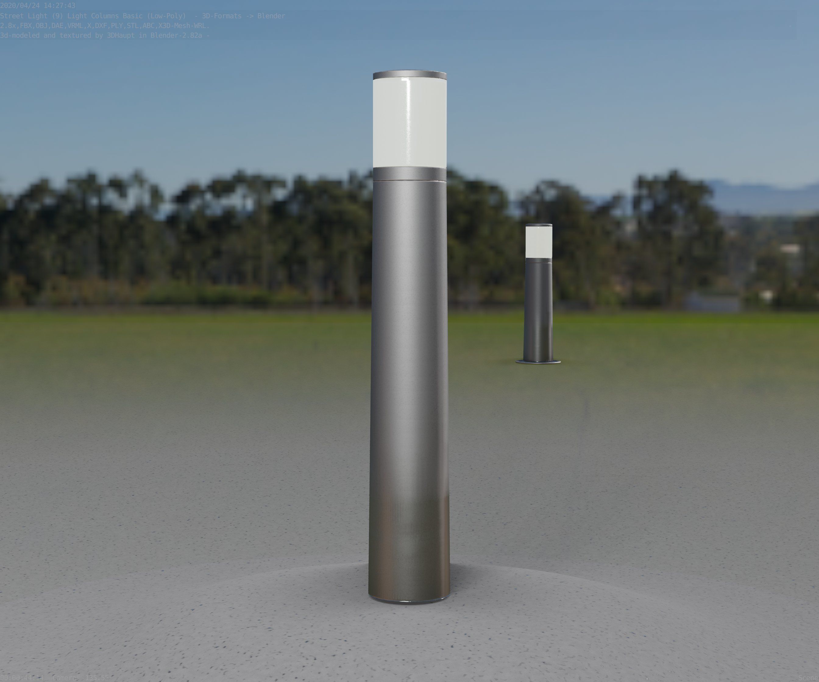 Low-Poly Basic Light Column 11 - Street Light Set-9 Low-poly 3D model_75