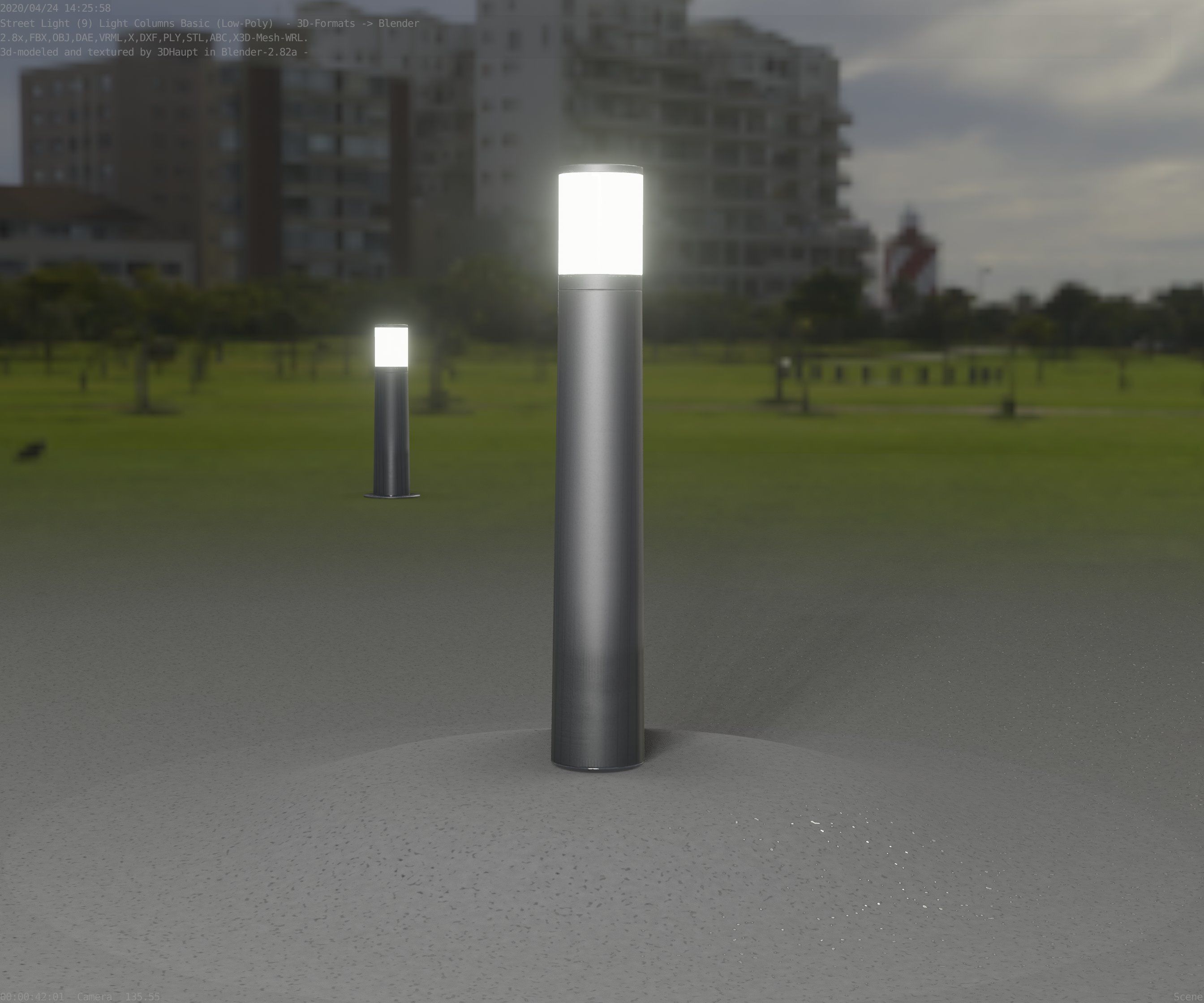 Low-Poly Basic Light Column 11 - Street Light Set-9 Low-poly 3D model_14