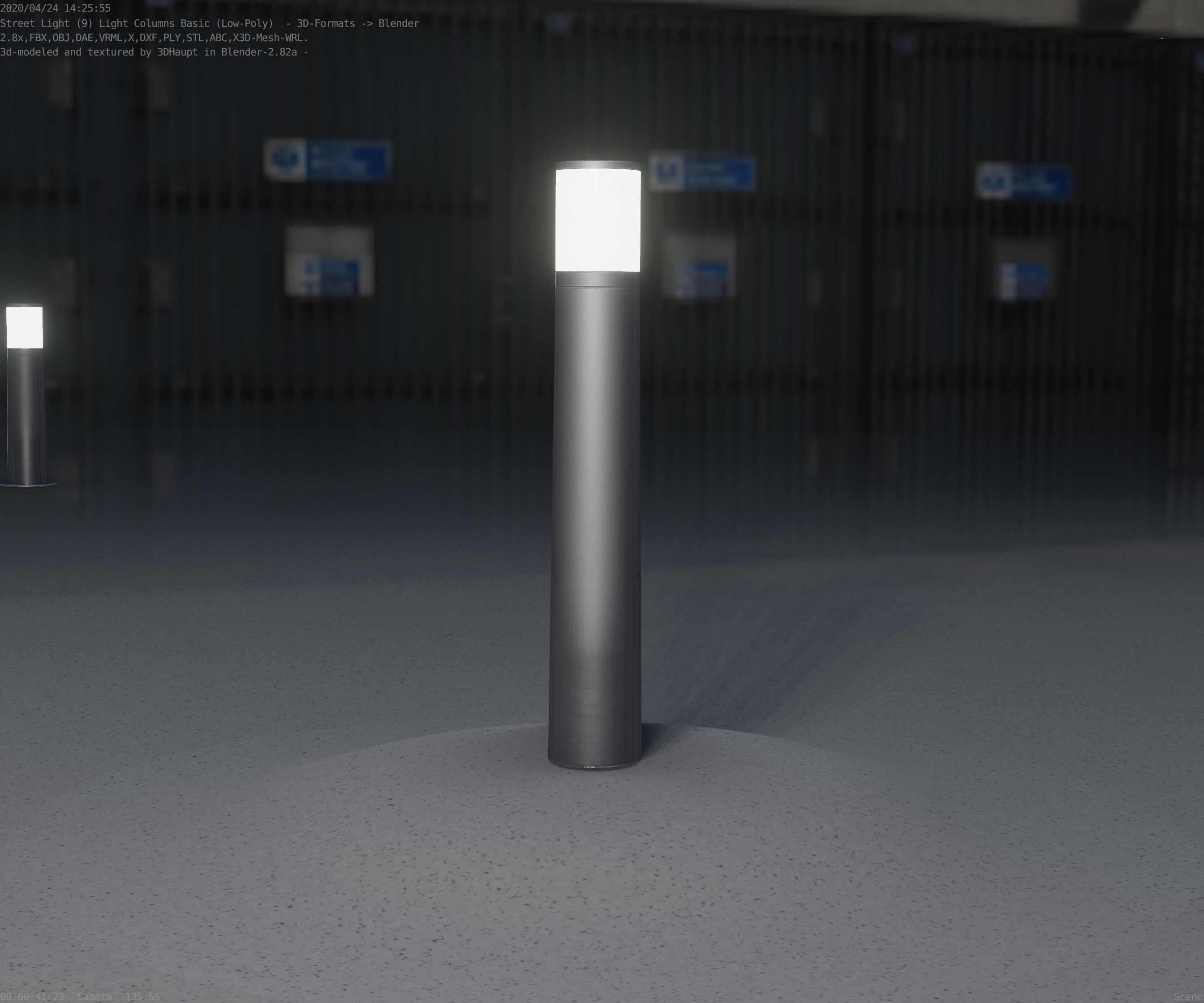 Low-Poly Basic Light Column 11 - Street Light Set-9 Low-poly 3D model_12