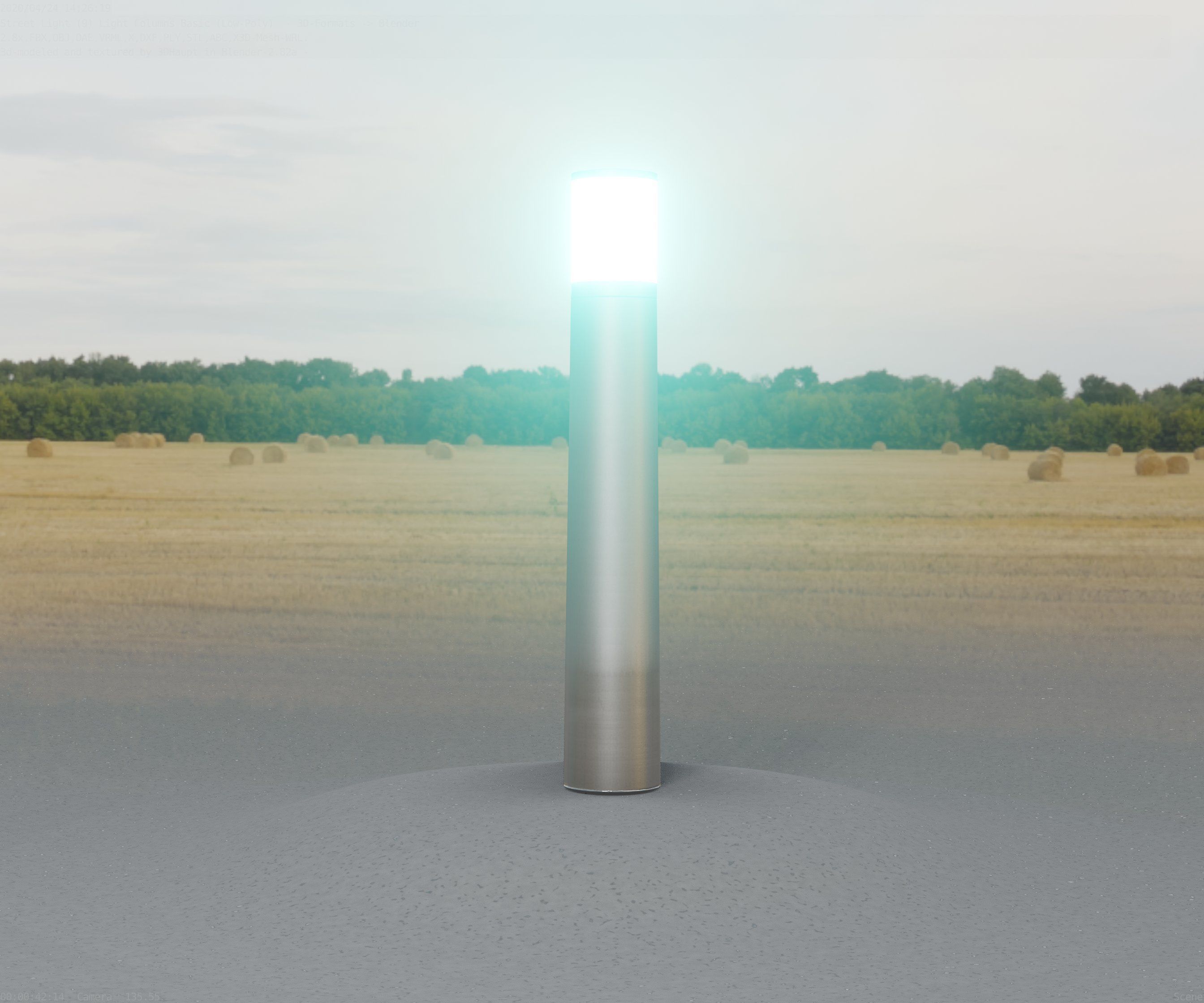 Low-Poly Basic Light Column 11 - Street Light Set-9 Low-poly 3D model_27