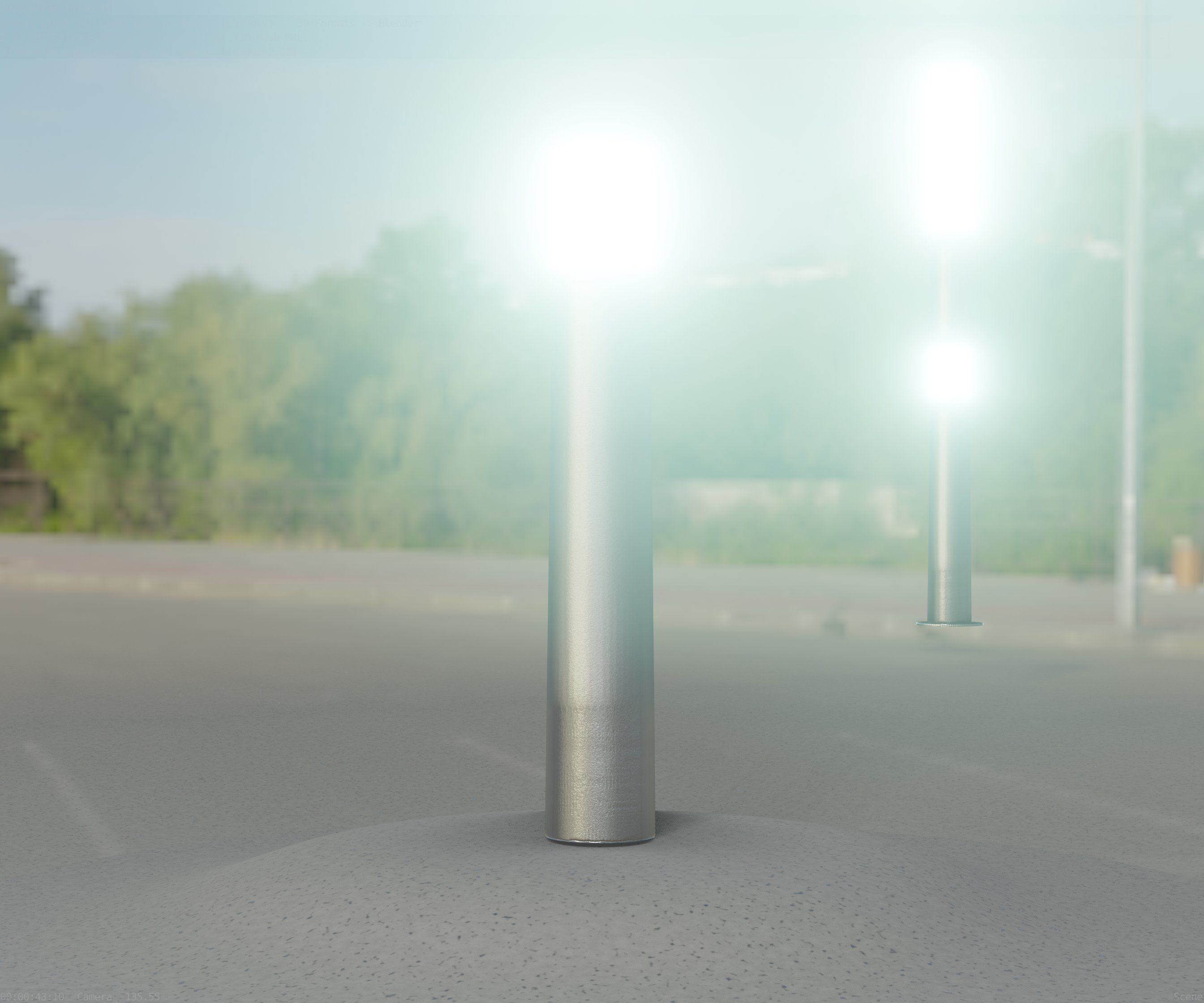 Low-Poly Basic Light Column 11 - Street Light Set-9 Low-poly 3D model_47