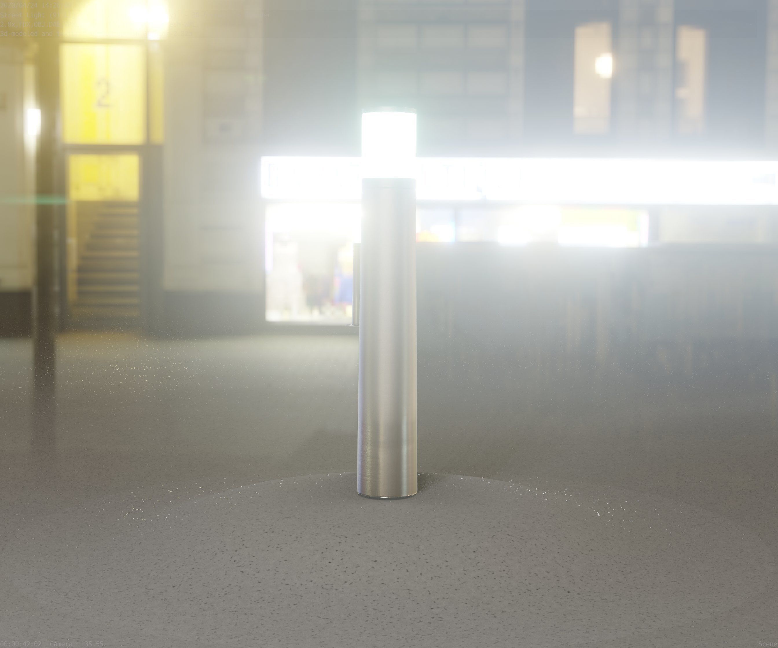 Low-Poly Basic Light Column 11 - Street Light Set-9 Low-poly 3D model_15