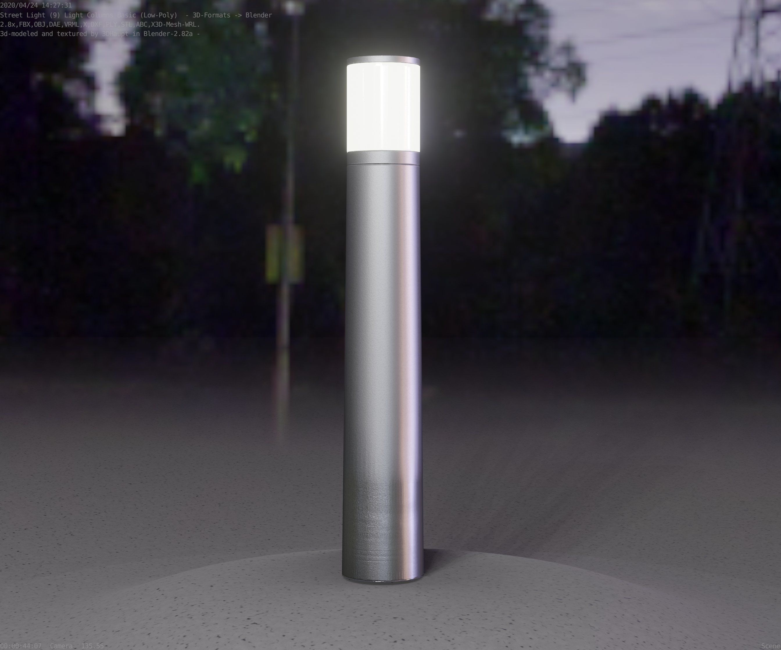 Low-Poly Basic Light Column 11 - Street Light Set-9 Low-poly 3D model_68