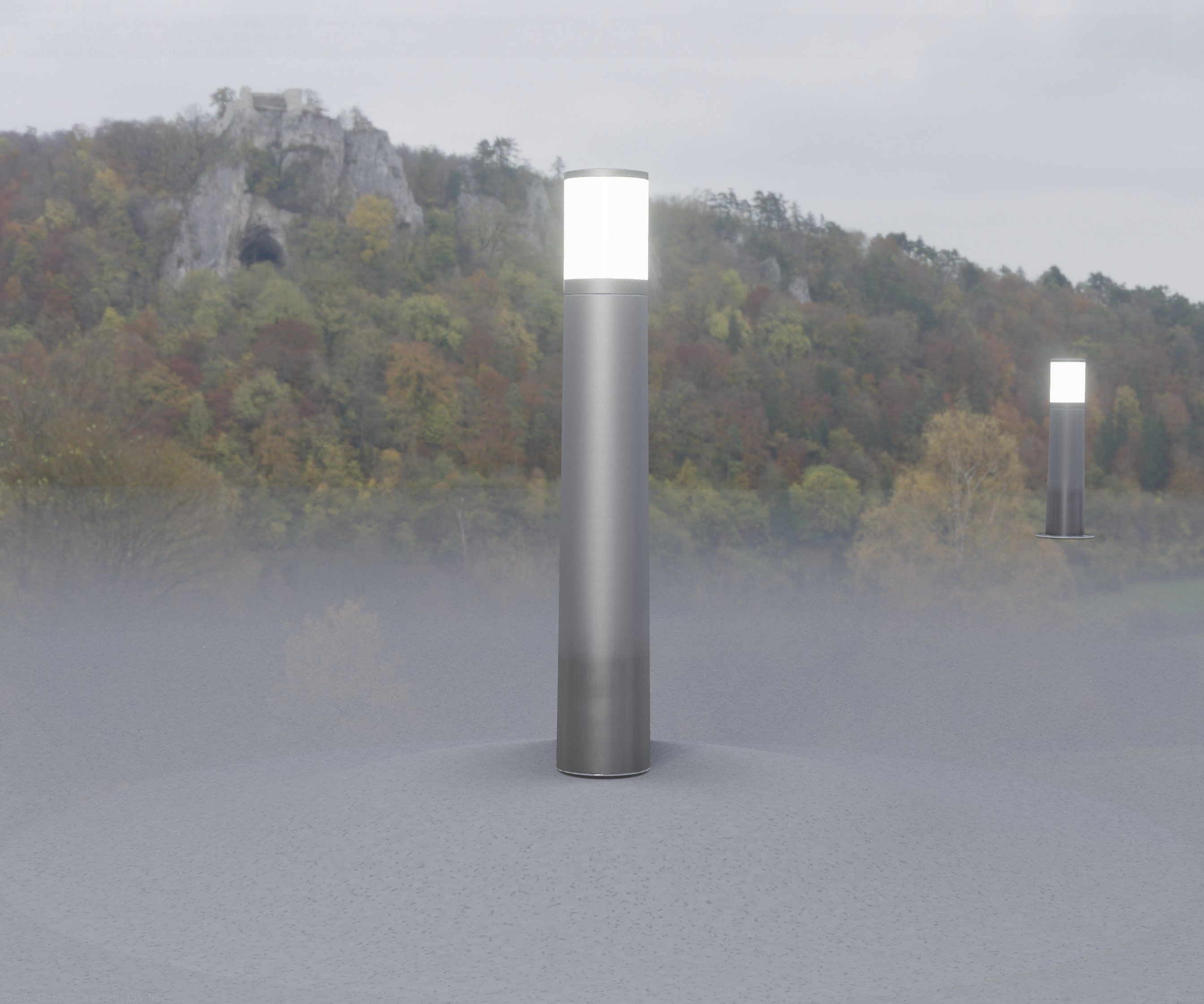 Low-Poly Basic Light Column 11 - Street Light Set-9 Low-poly 3D model_18