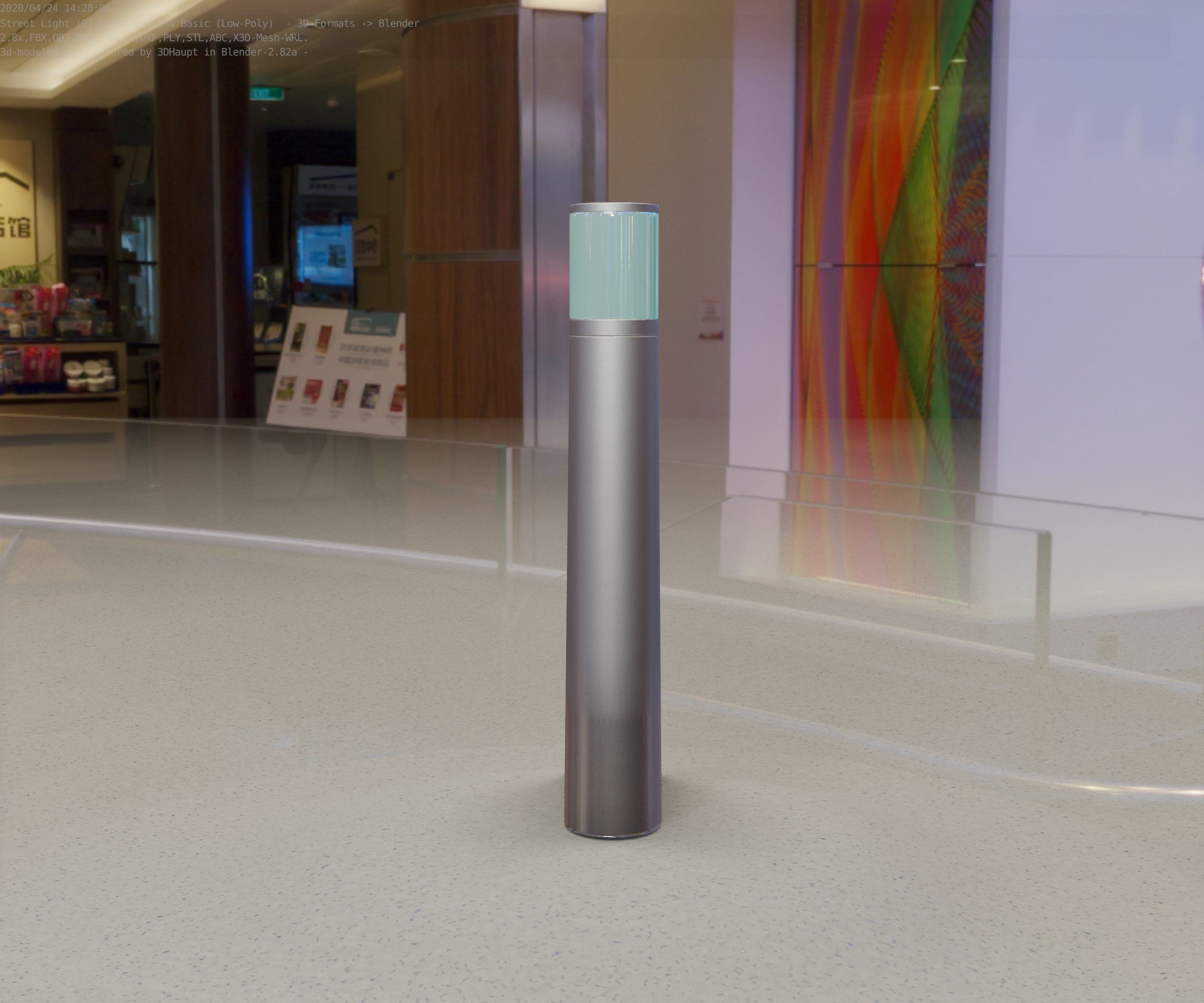 Low-Poly Basic Light Column 11 - Street Light Set-9 Low-poly 3D model_87