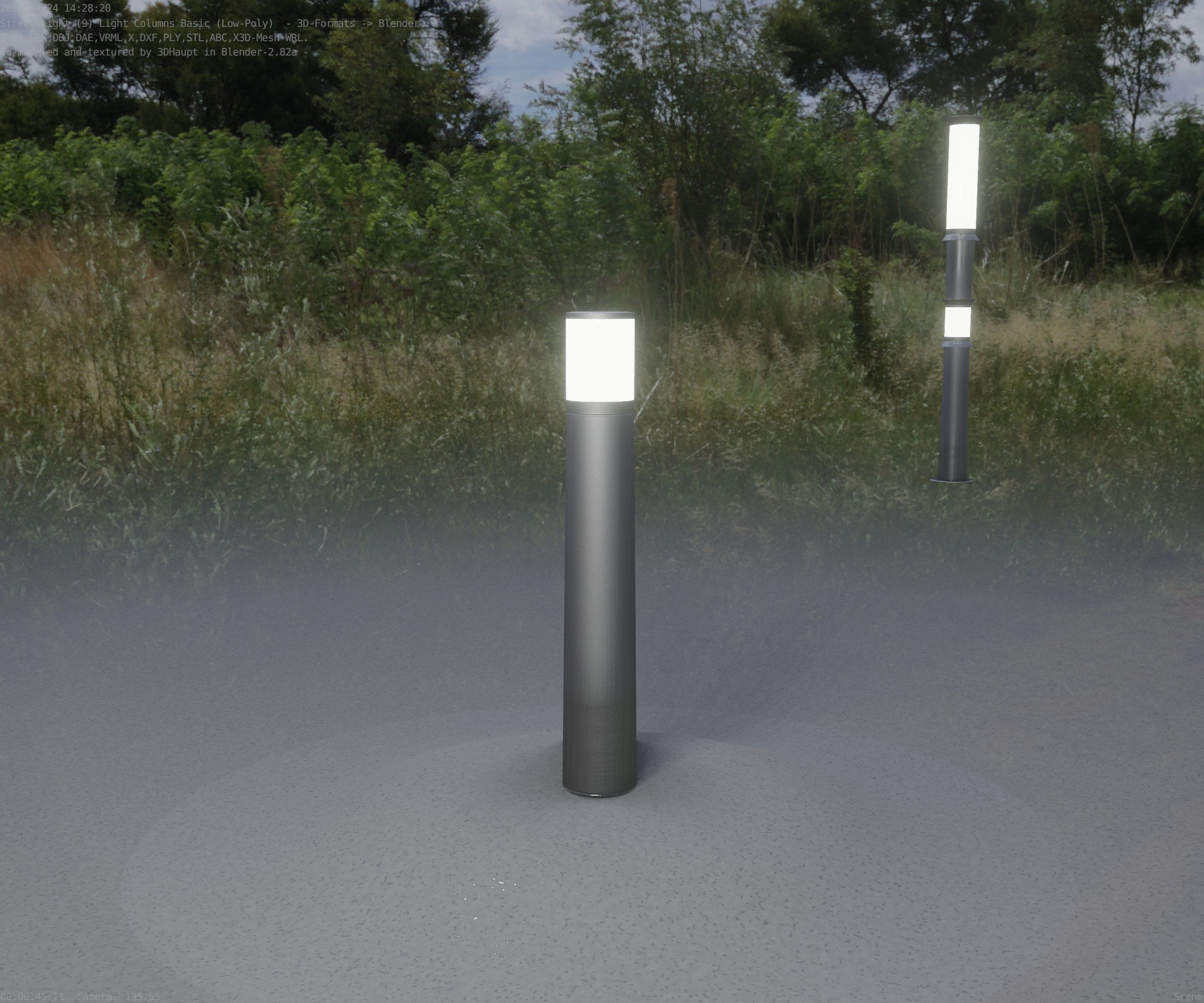 Low-Poly Basic Light Column 11 - Street Light Set-9 Low-poly 3D model_96