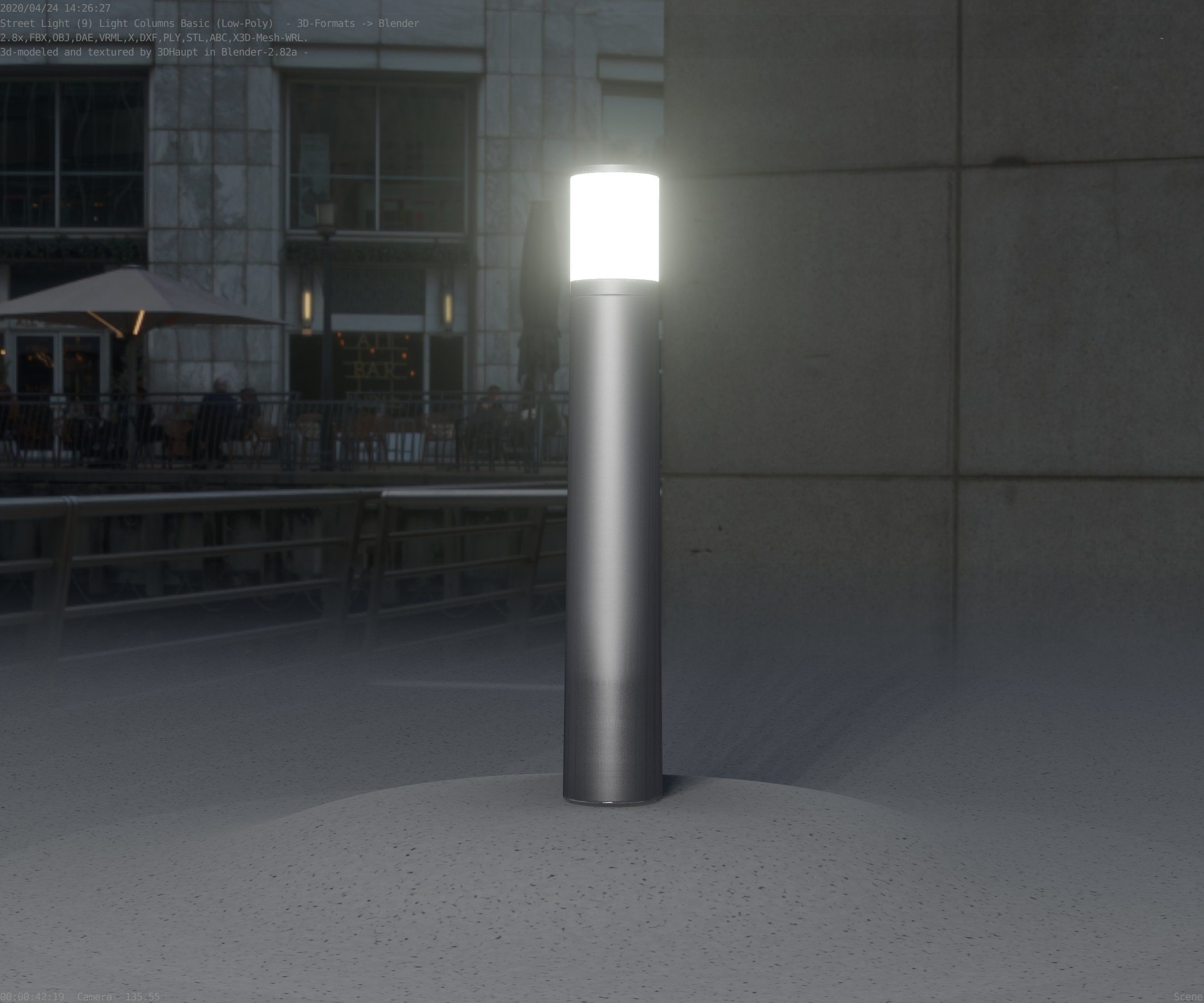 Low-Poly Basic Light Column 11 - Street Light Set-9 Low-poly 3D model_32