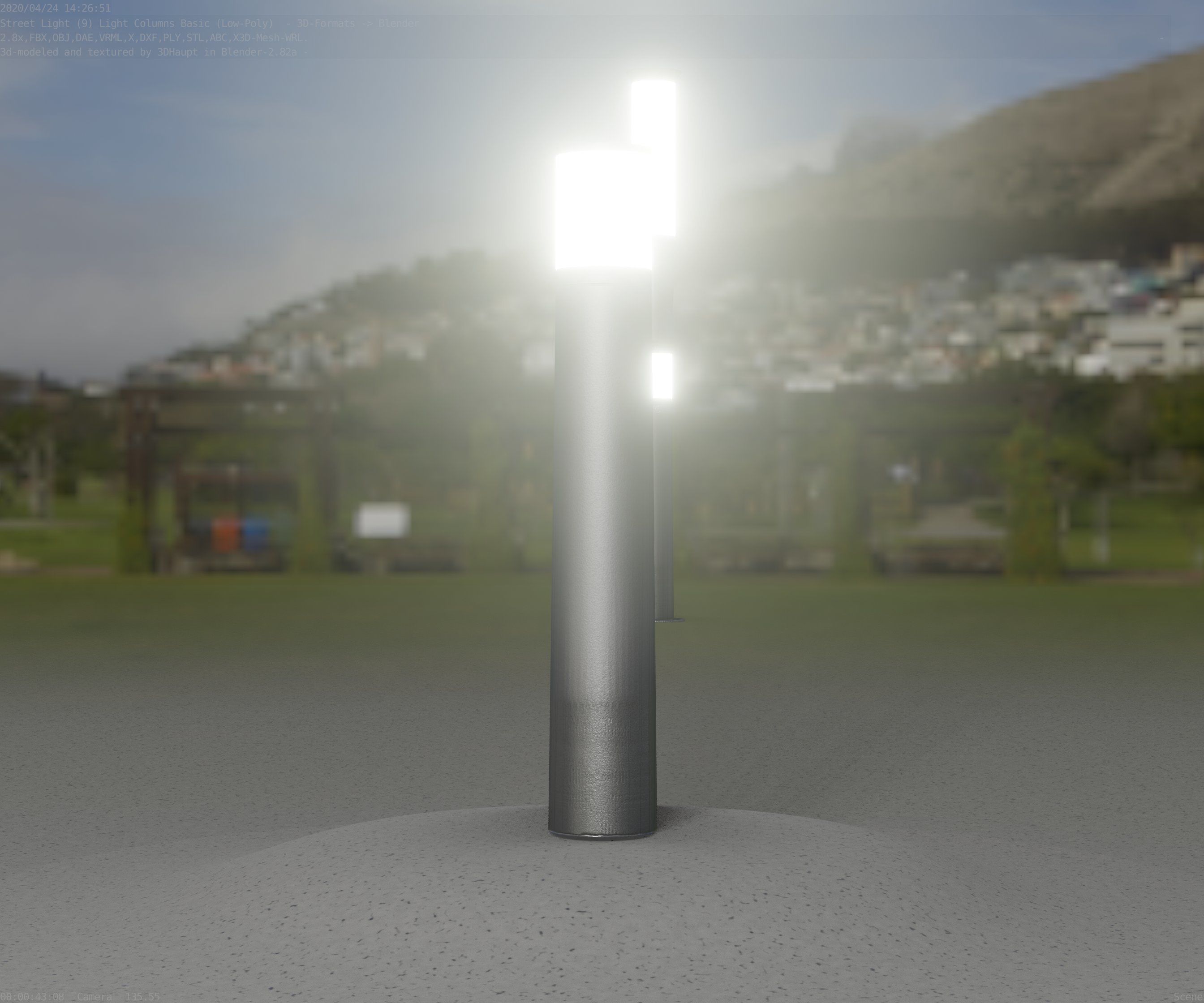Low-Poly Basic Light Column 11 - Street Light Set-9 Low-poly 3D model_45