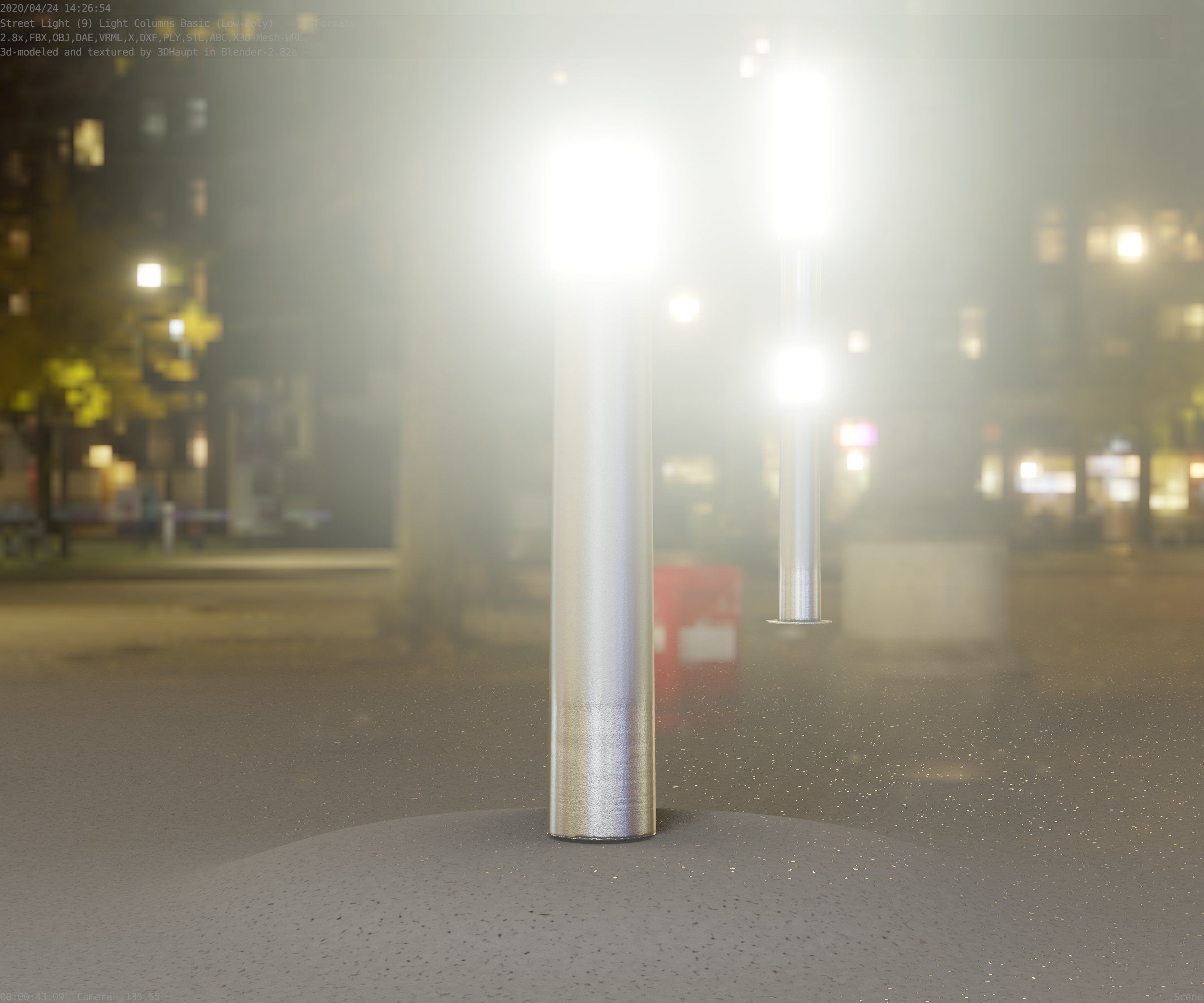 Low-Poly Basic Light Column 11 - Street Light Set-9 Low-poly 3D model_46