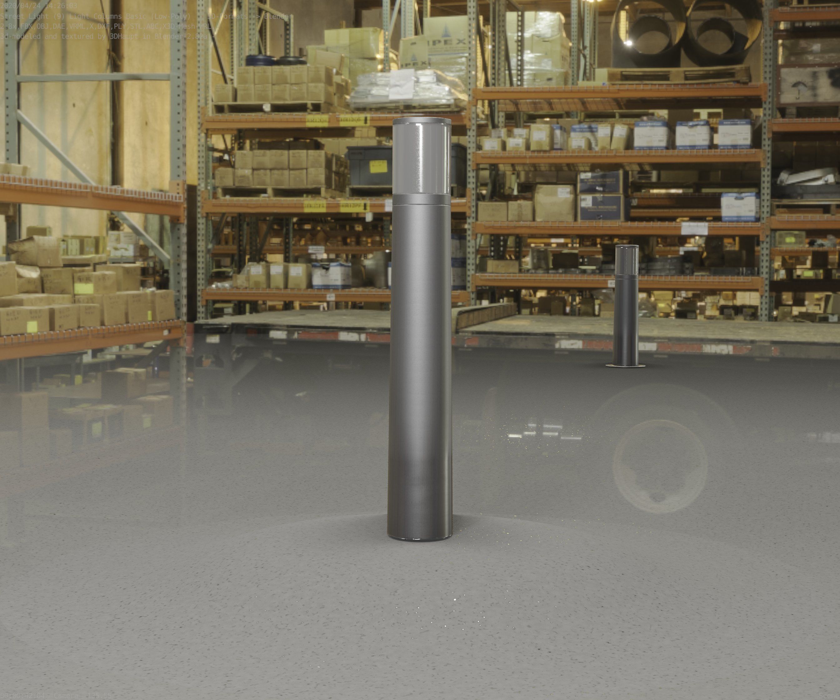 Low-Poly Basic Light Column 11 - Street Light Set-9 Low-poly 3D model_17