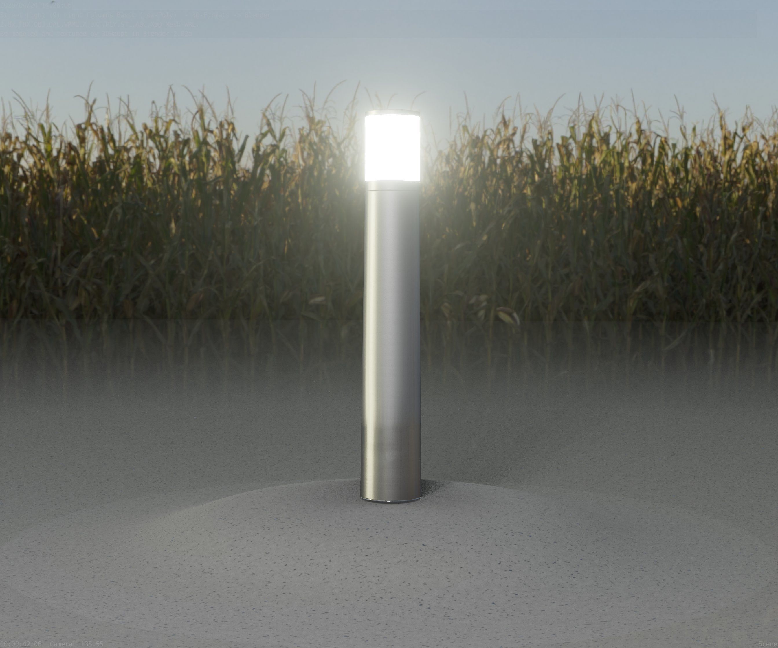 Low-Poly Basic Light Column 11 - Street Light Set-9 Low-poly 3D model_19