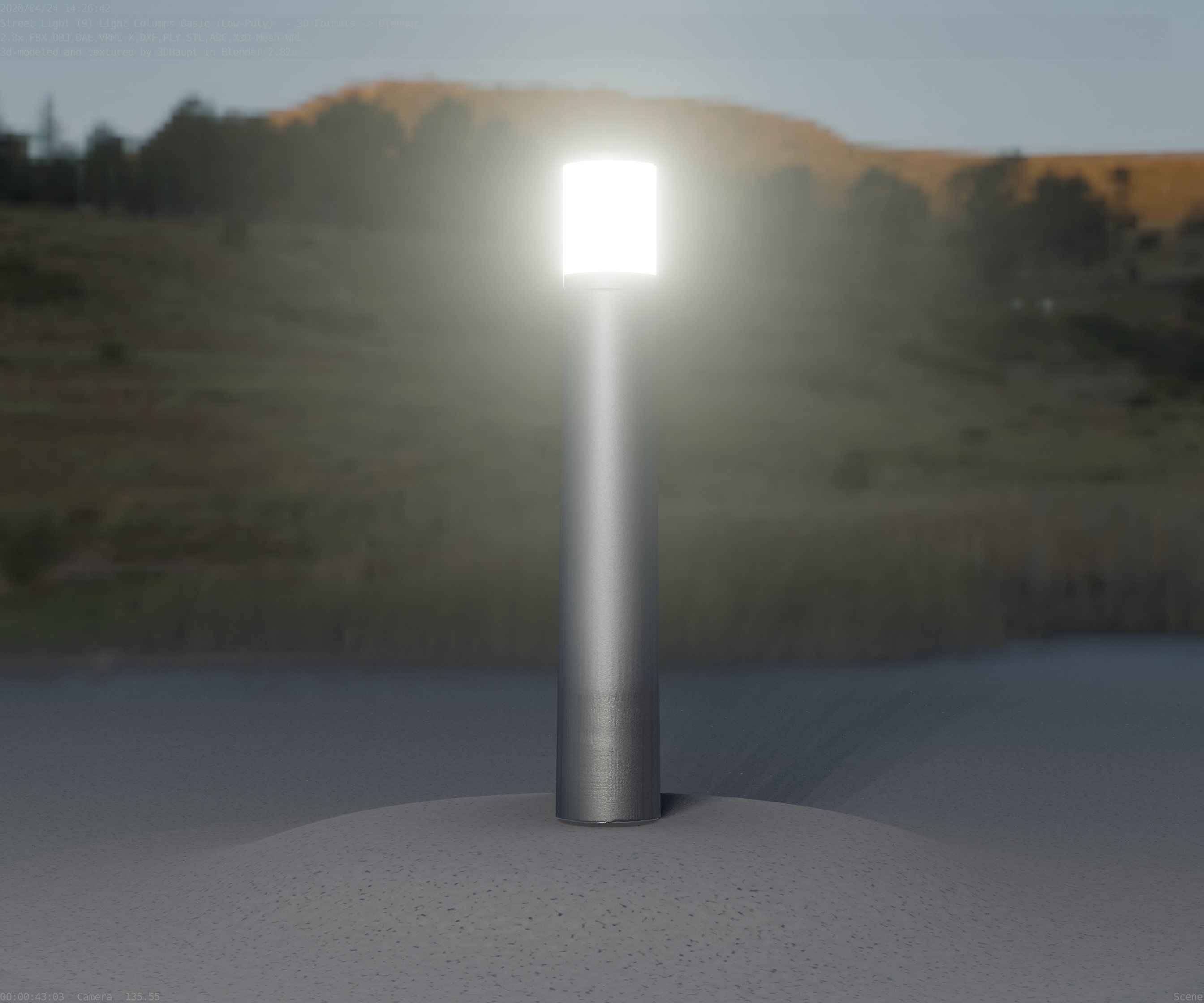 Low-Poly Basic Light Column 11 - Street Light Set-9 Low-poly 3D model_40