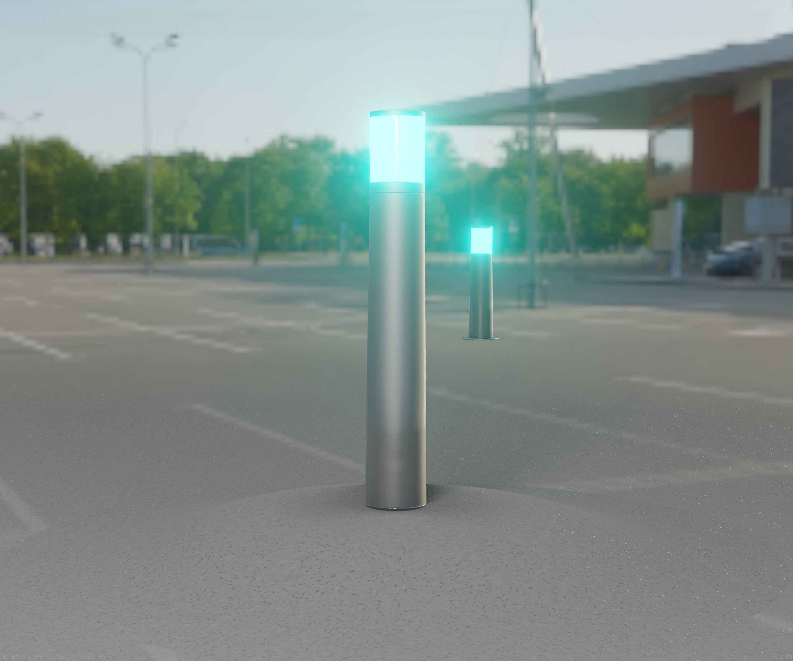 Low-Poly Basic Light Column 11 - Street Light Set-9 Low-poly 3D model_16