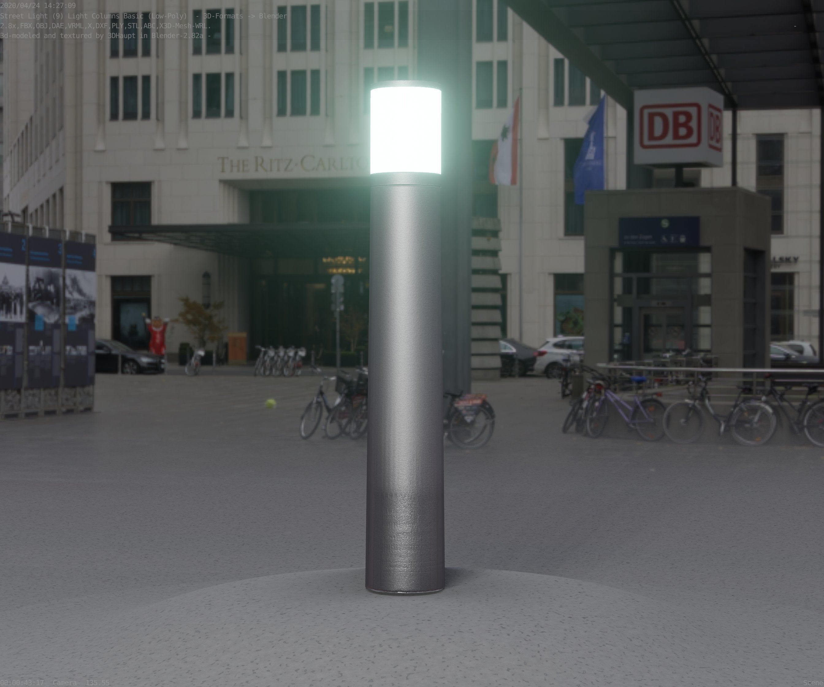 Low-Poly Basic Light Column 11 - Street Light Set-9 Low-poly 3D model_54