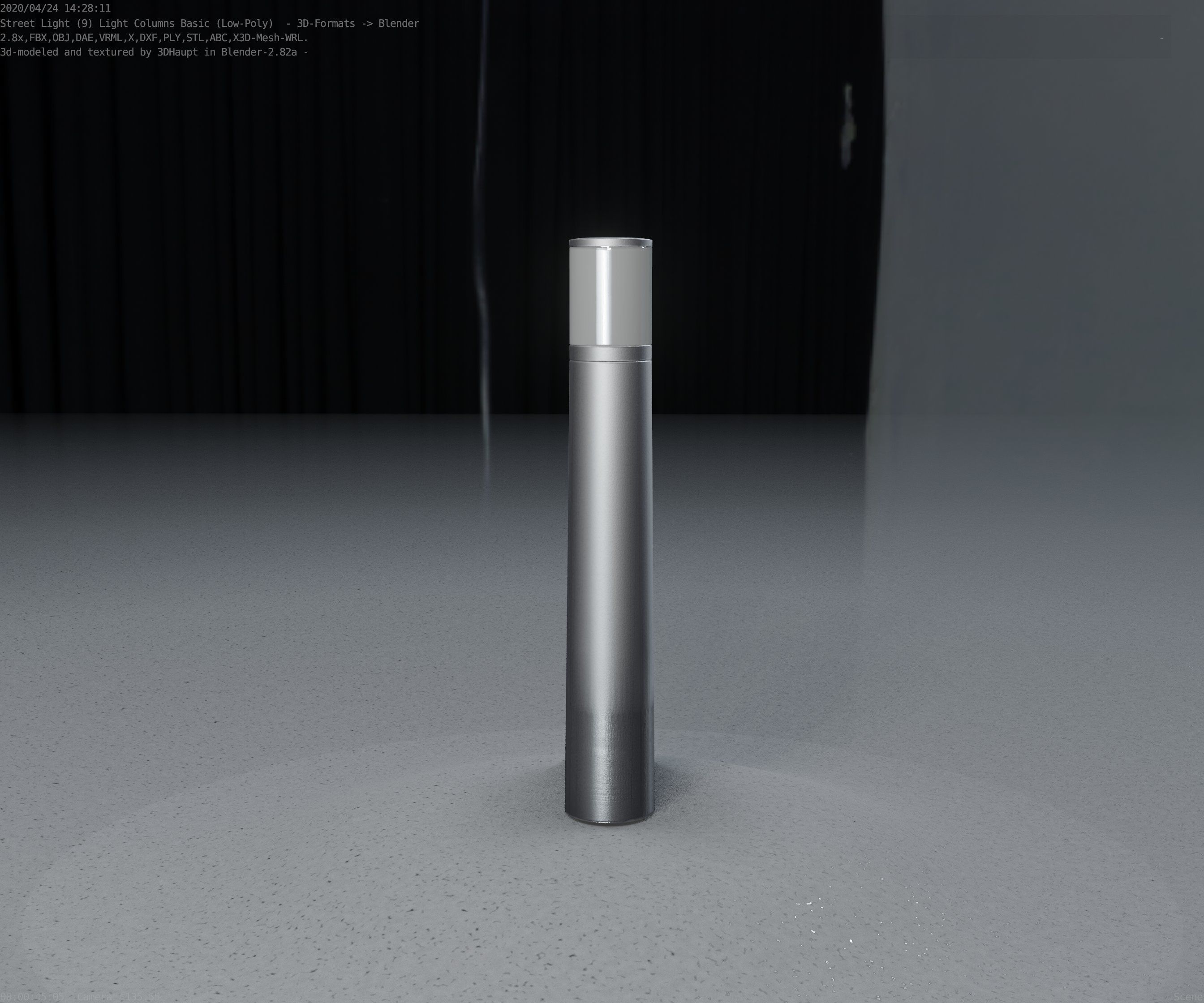 Low-Poly Basic Light Column 11 - Street Light Set-9 Low-poly 3D model_90