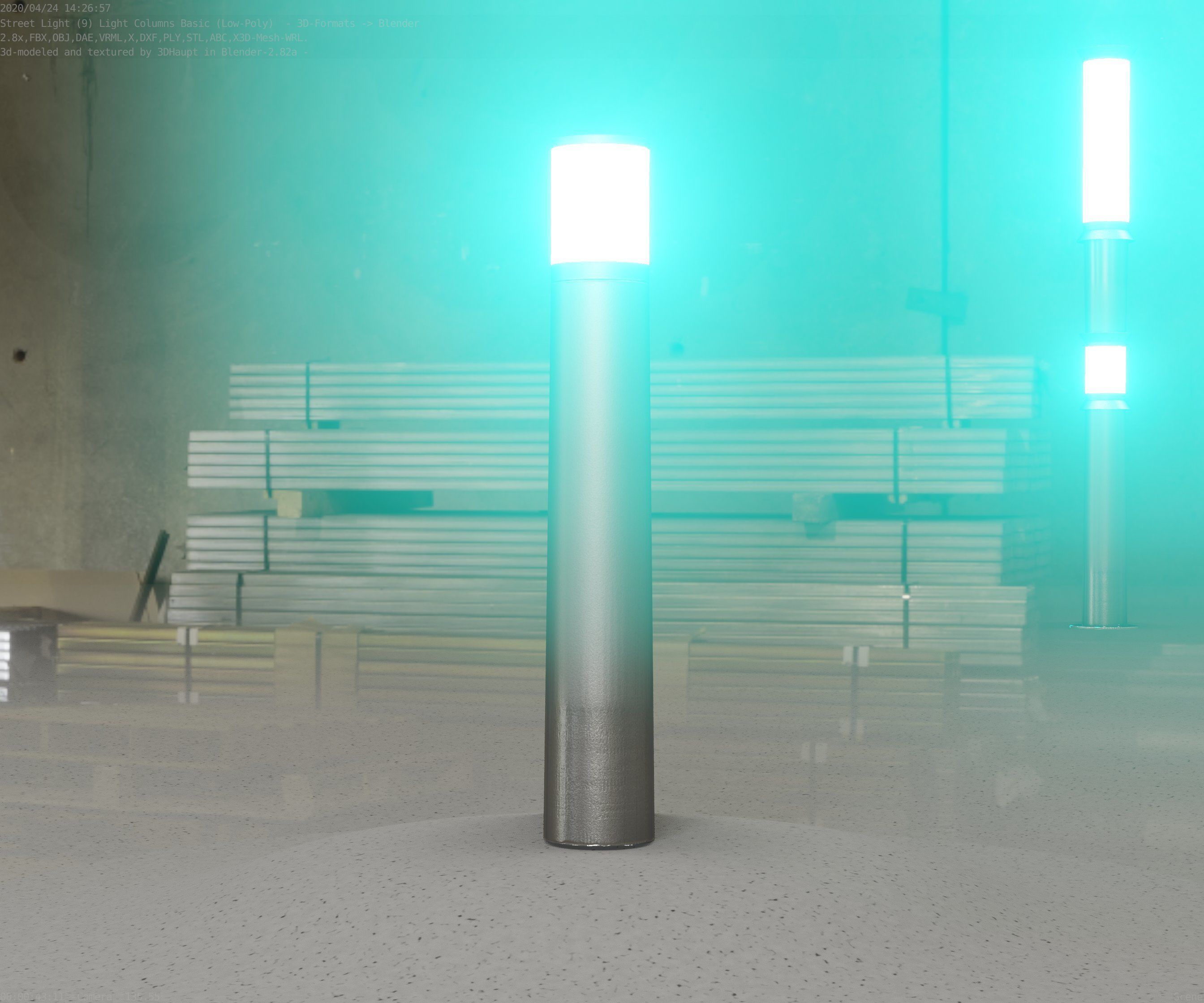 Low-Poly Basic Light Column 11 - Street Light Set-9 Low-poly 3D model_48