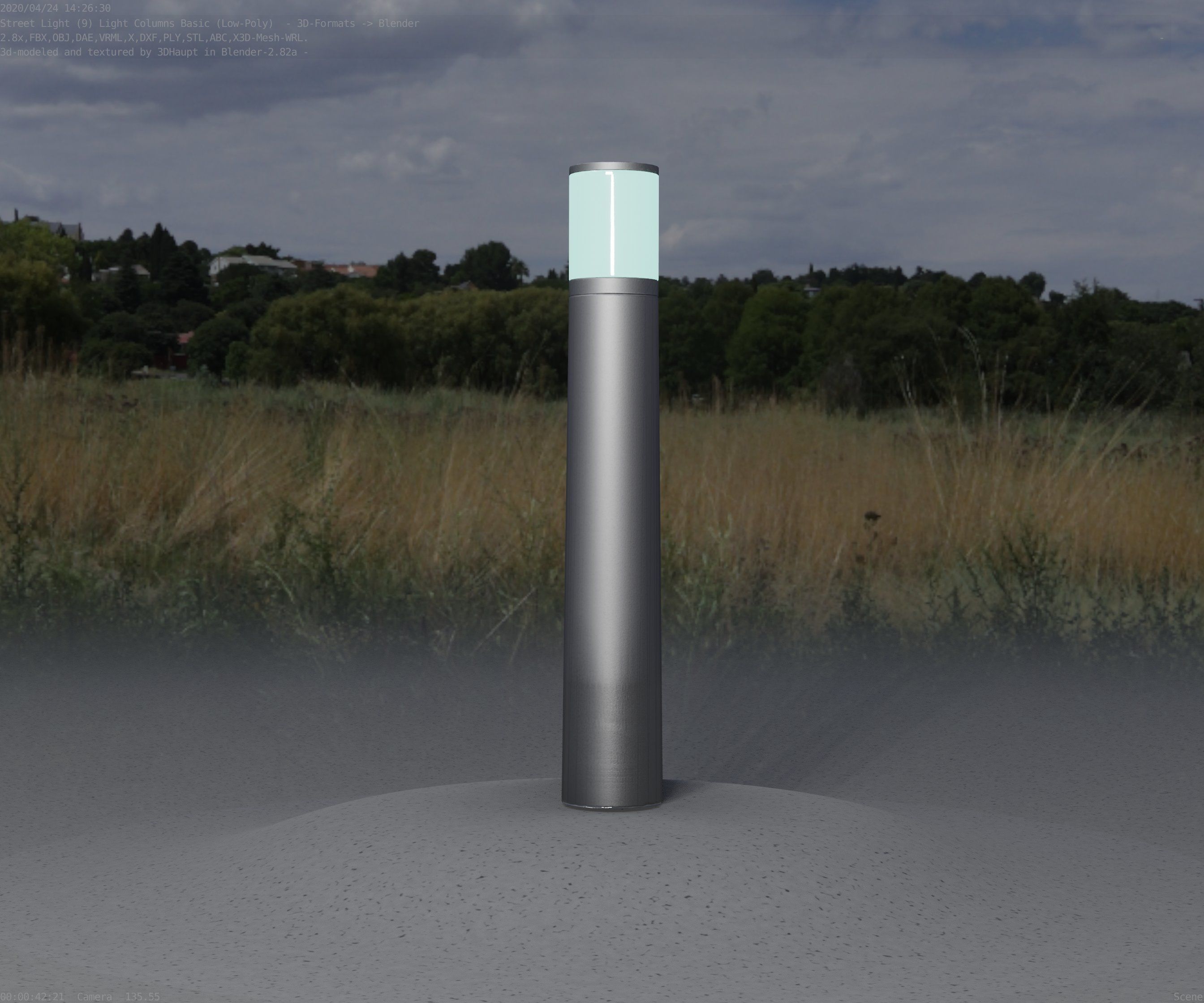 Low-Poly Basic Light Column 11 - Street Light Set-9 Low-poly 3D model_34