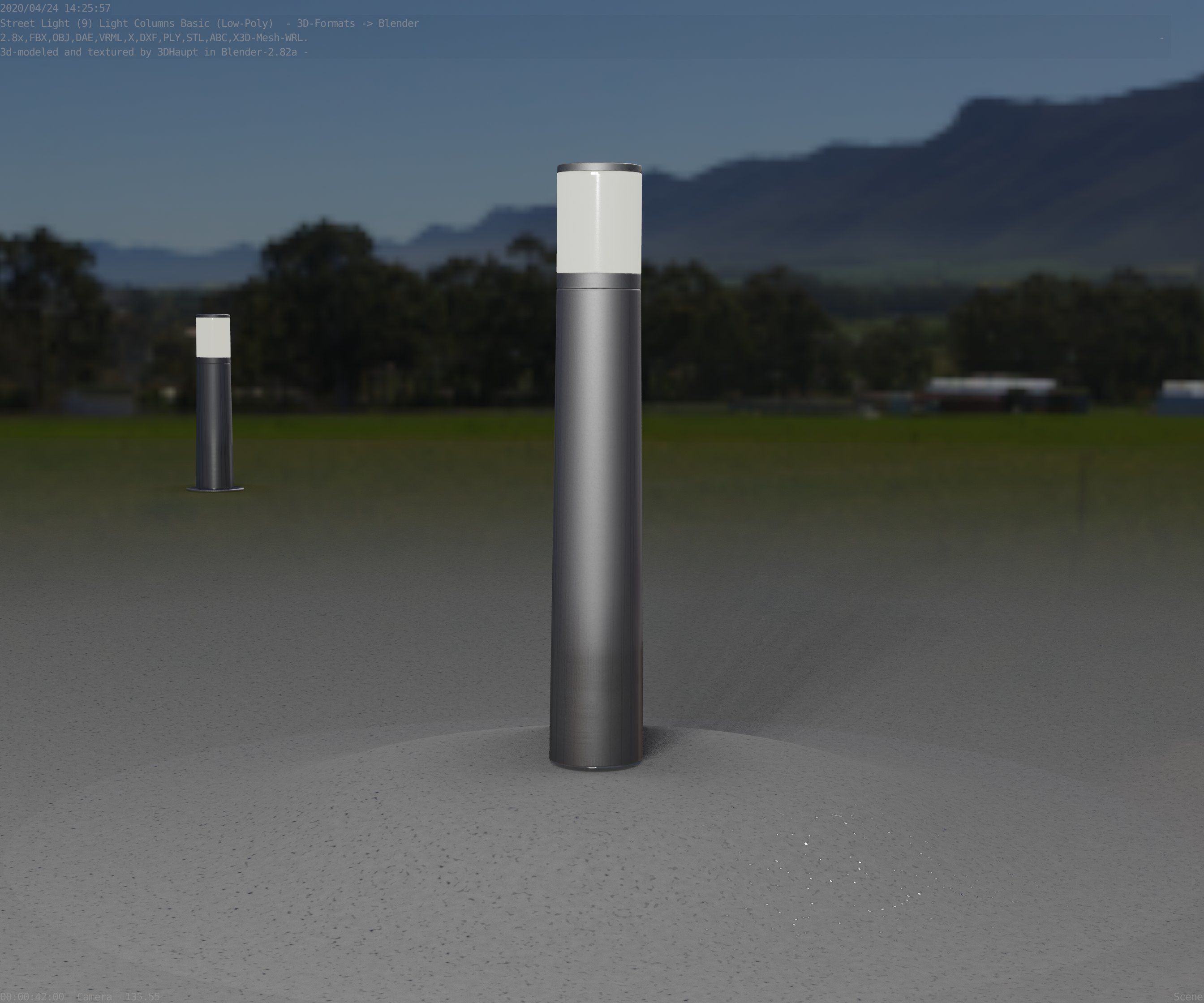 Low-Poly Basic Light Column 11 - Street Light Set-9 Low-poly 3D model_13