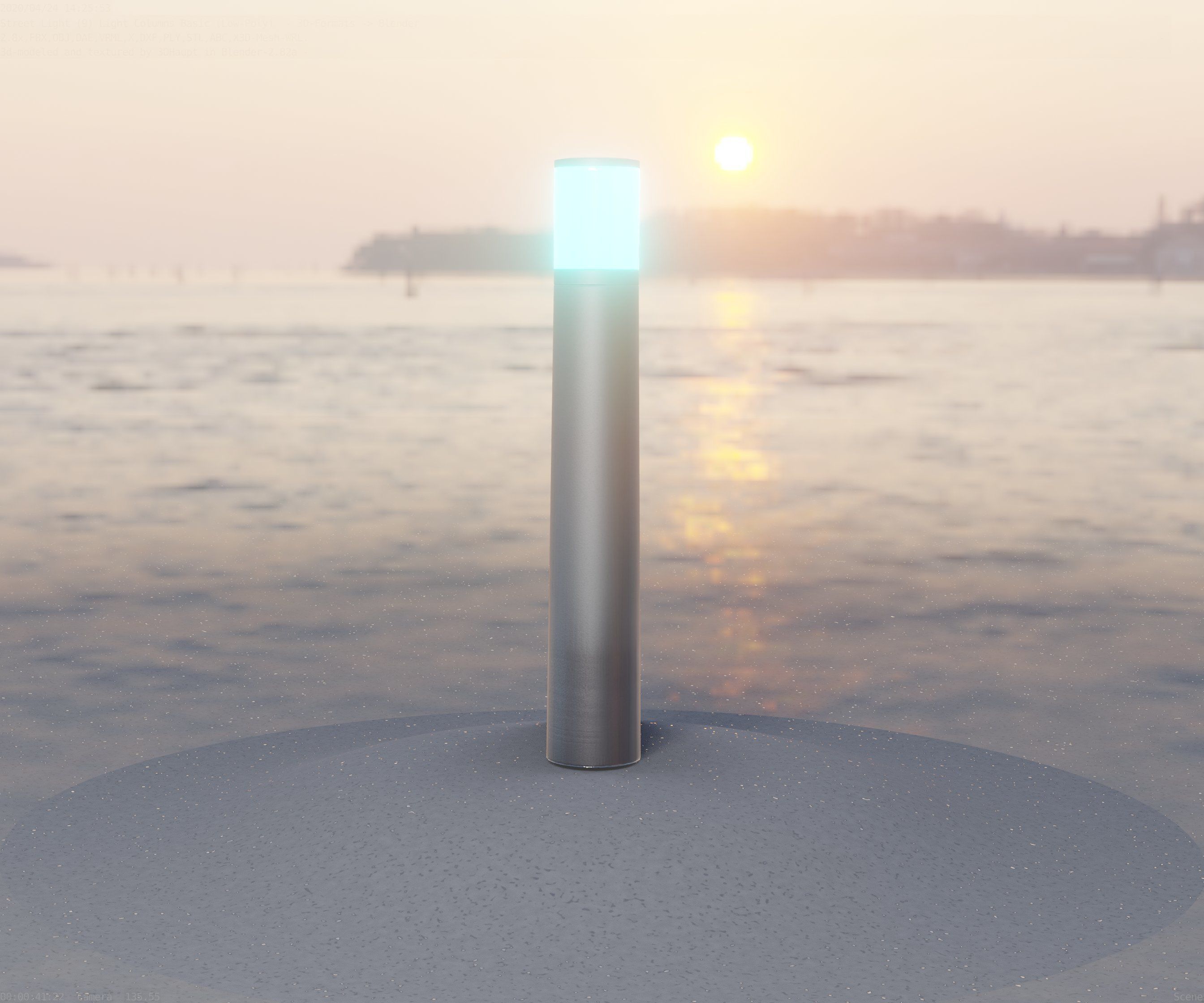 Low-Poly Basic Light Column 11 - Street Light Set-9 Low-poly 3D model_11