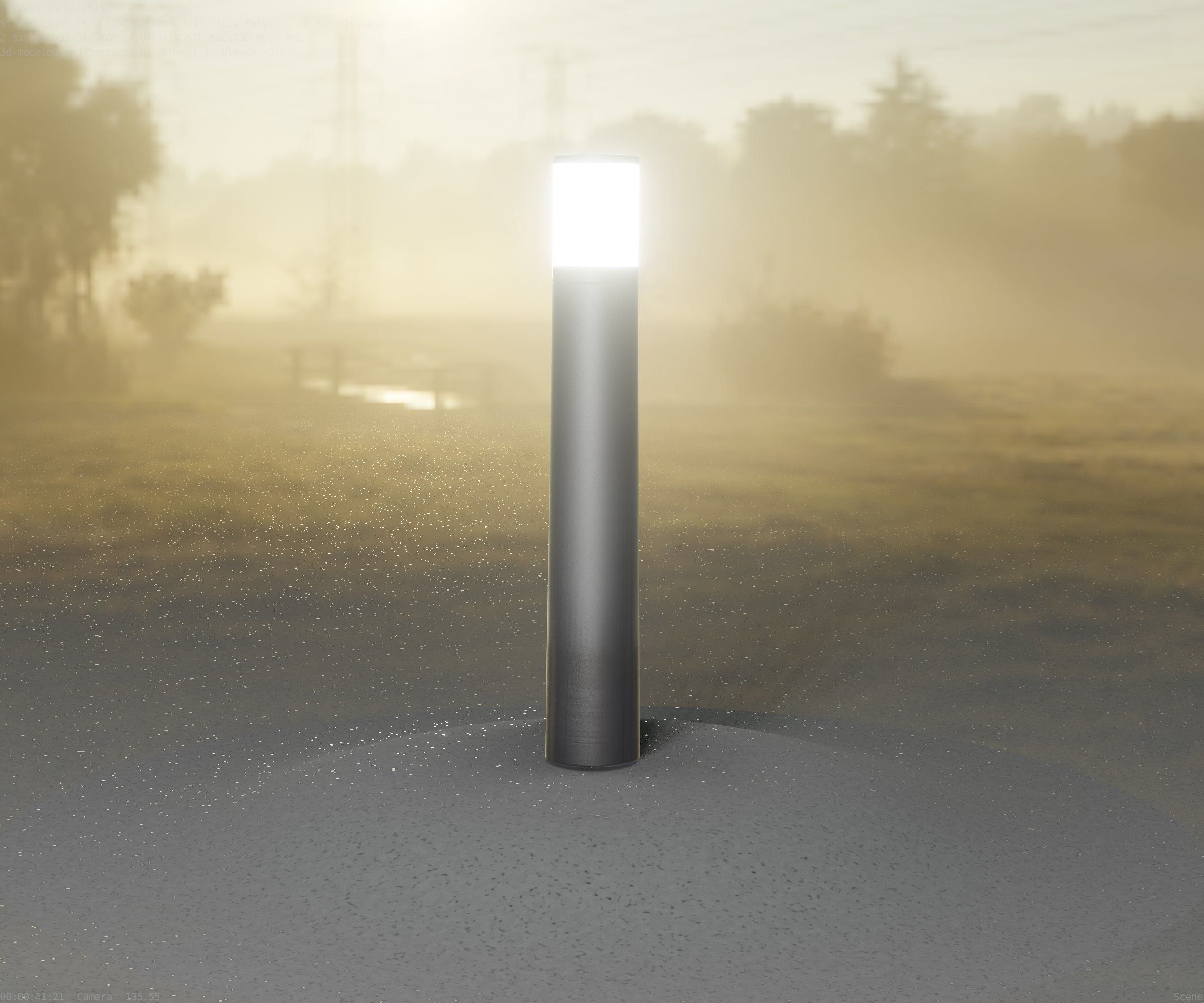 Low-Poly Basic Light Column 11 - Street Light Set-9 Low-poly 3D model_10