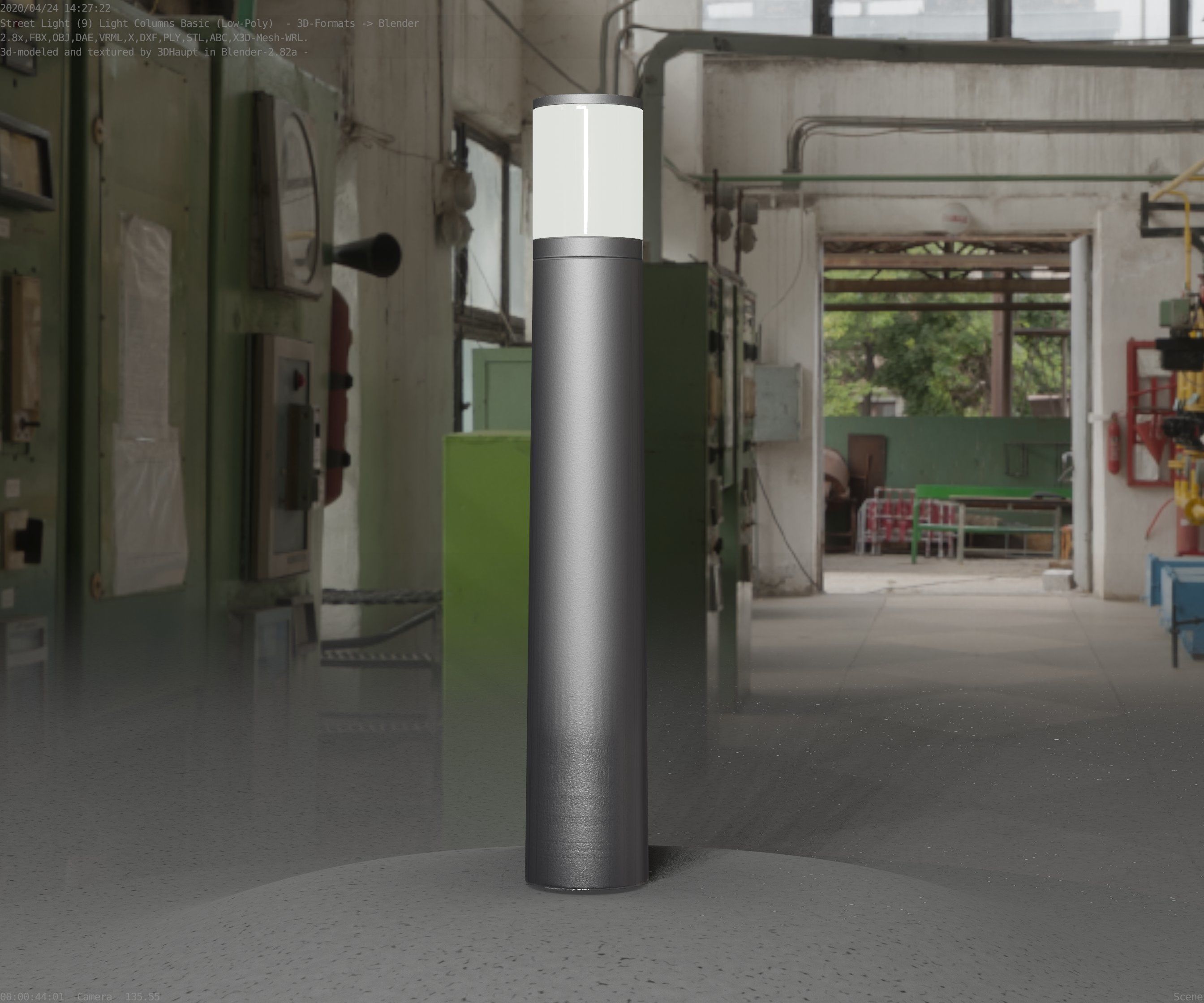 Low-Poly Basic Light Column 11 - Street Light Set-9 Low-poly 3D model_62