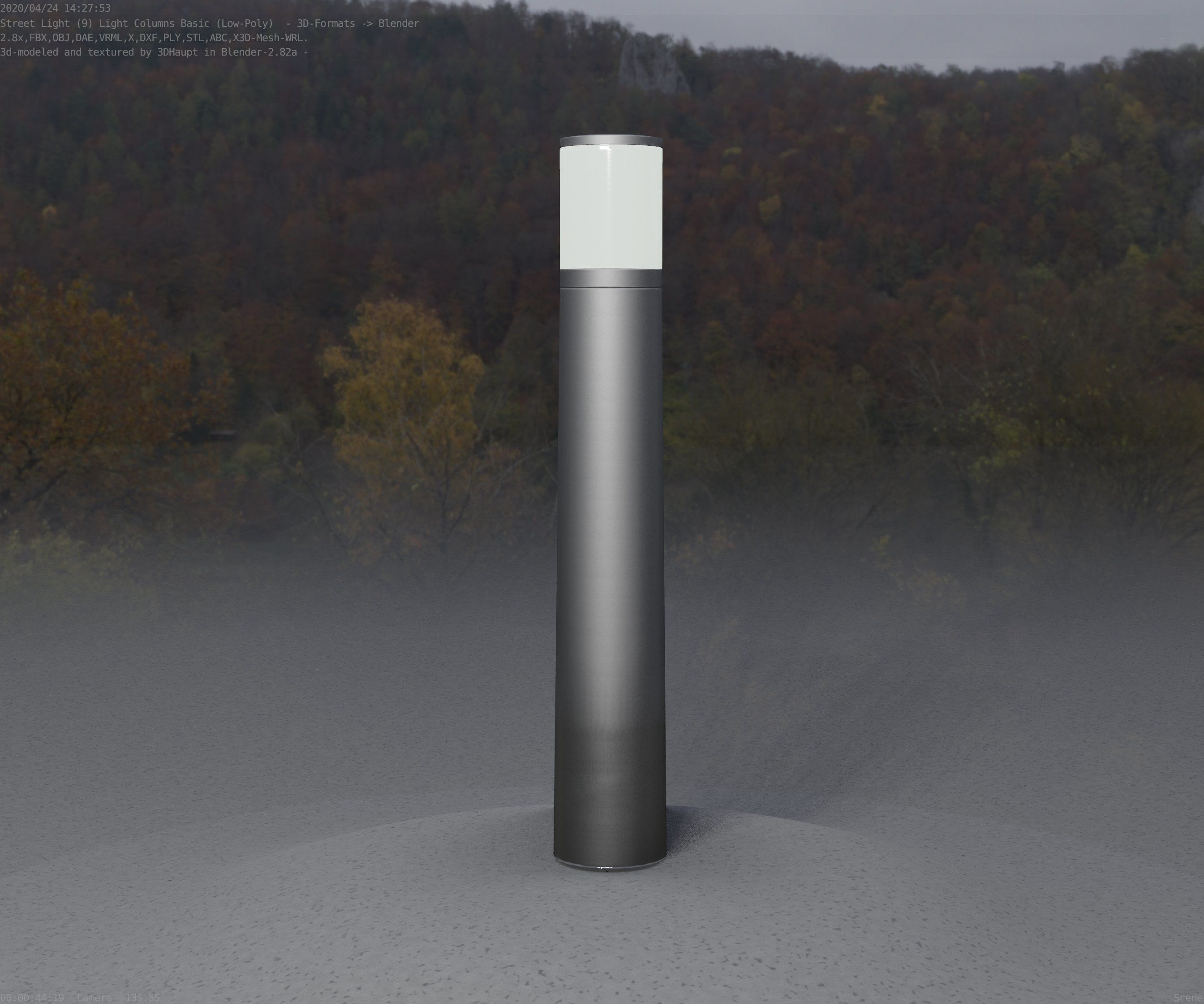 Low-Poly Basic Light Column 11 - Street Light Set-9 Low-poly 3D model_80