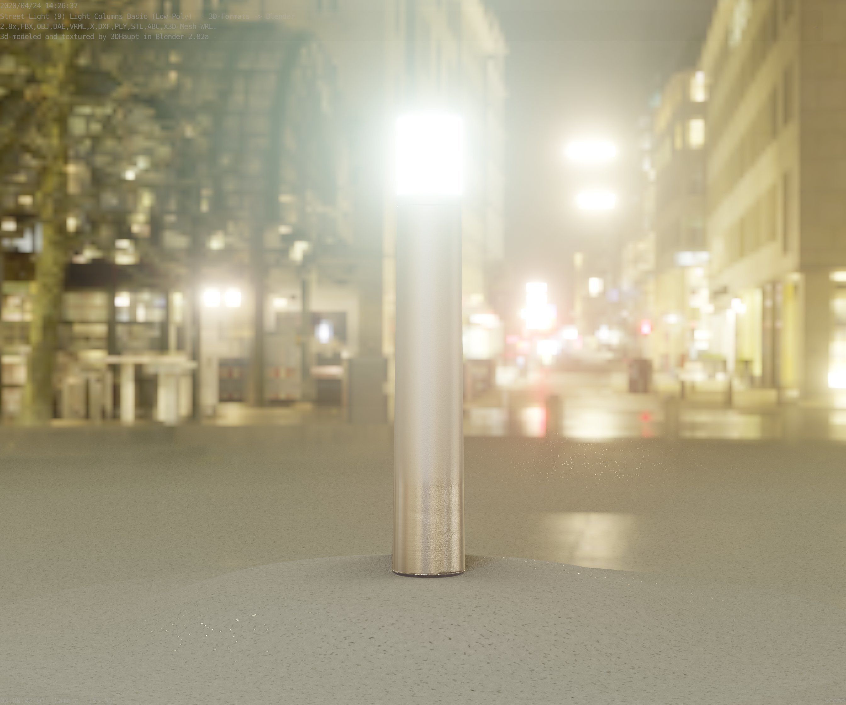 Low-Poly Basic Light Column 11 - Street Light Set-9 Low-poly 3D model_38