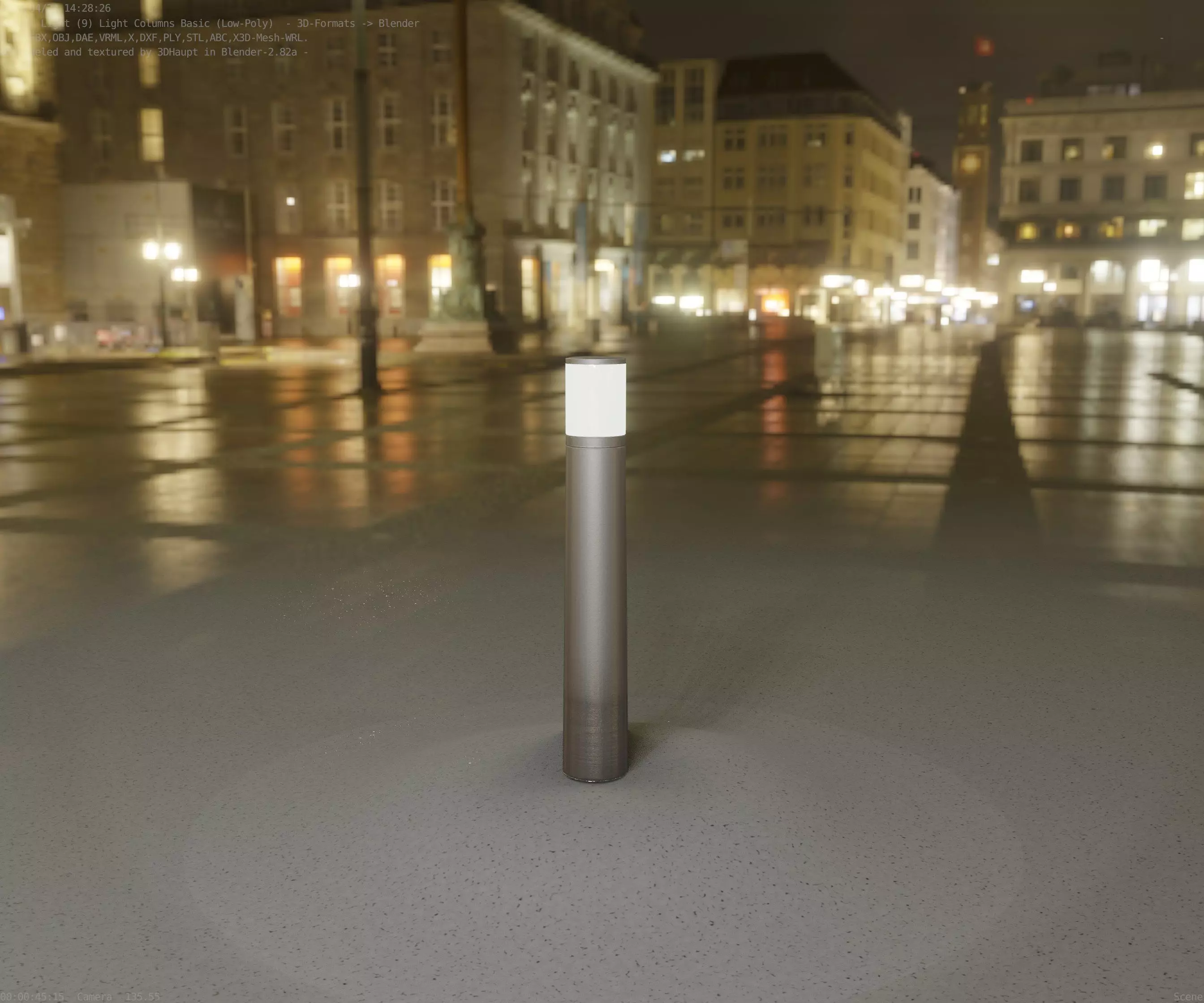 Low-Poly Basic Light Column 11 - Street Light Set-9 Low-poly 3D model_0