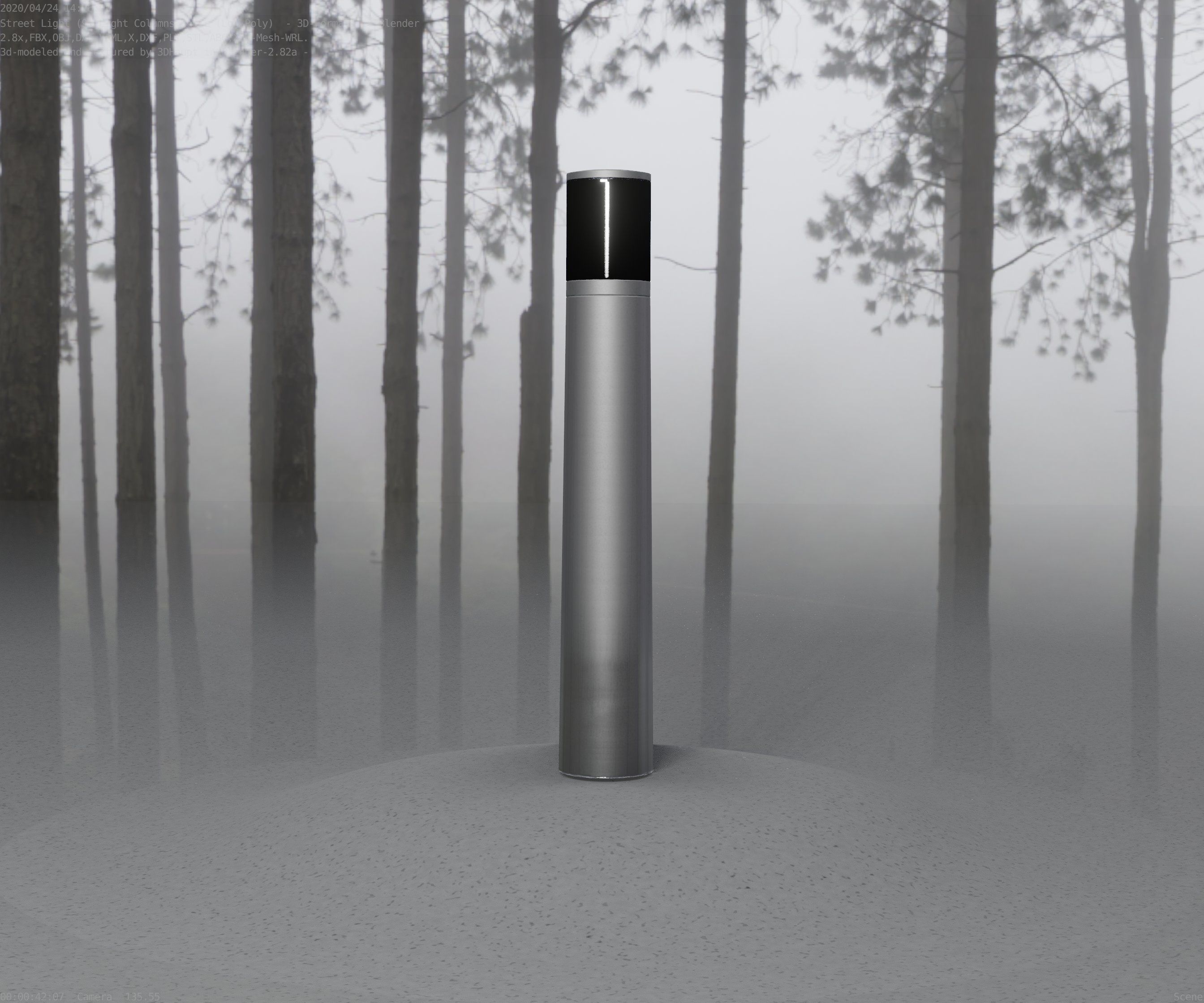 Low-Poly Basic Light Column 11 - Street Light Set-9 Low-poly 3D model_20