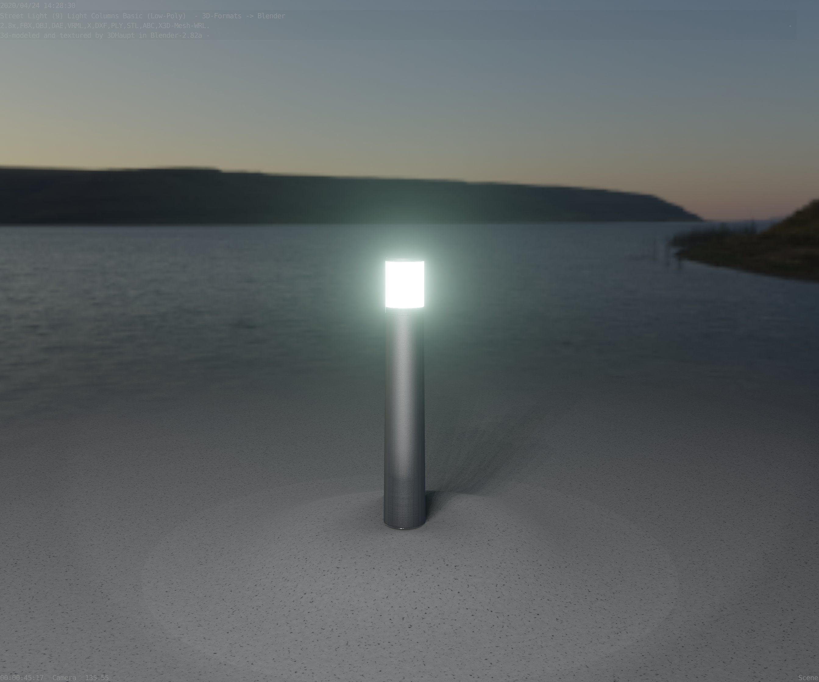 Low-Poly Basic Light Column 11 - Street Light Set-9 Low-poly 3D model_2