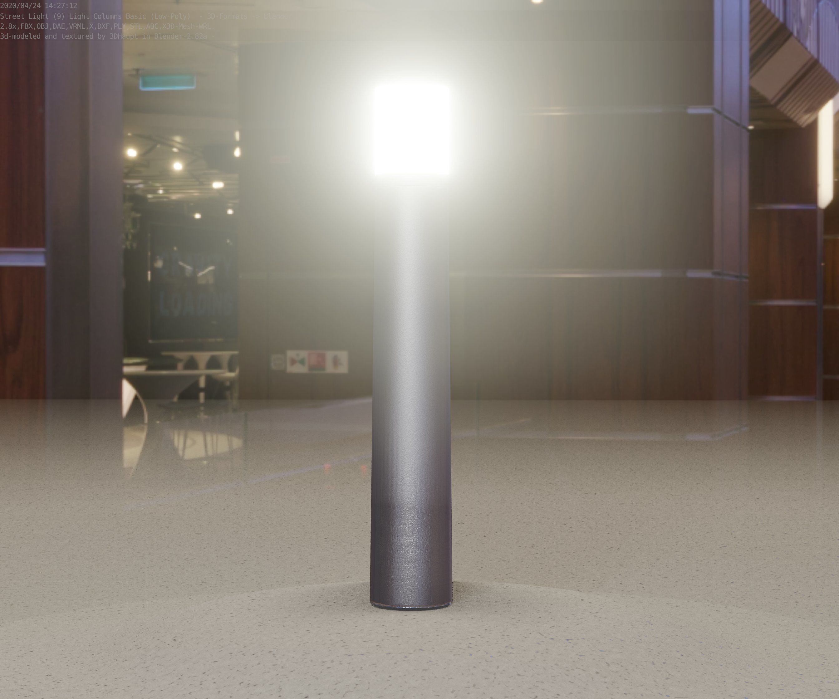 Low-Poly Basic Light Column 11 - Street Light Set-9 Low-poly 3D model_56