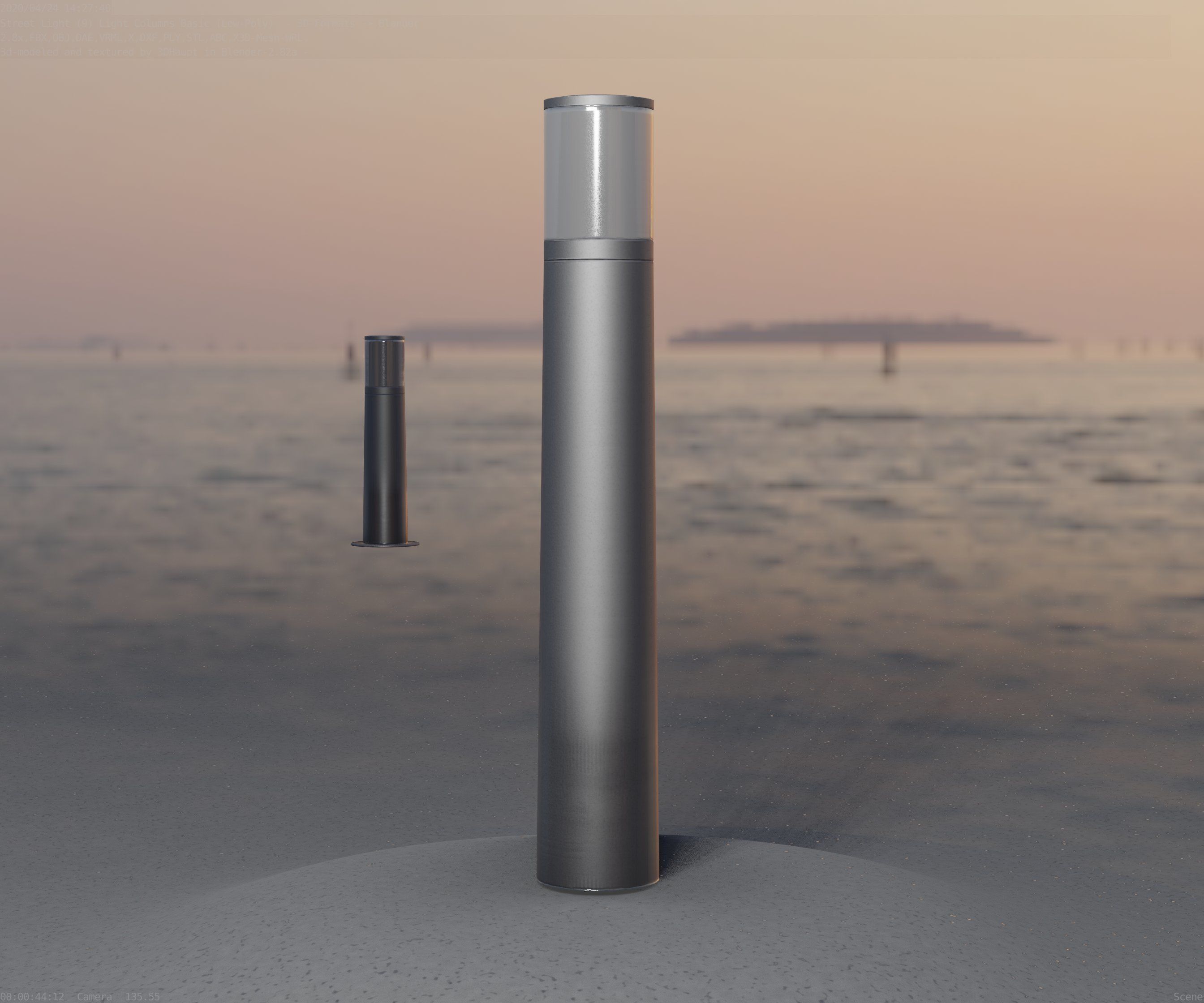 Low-Poly Basic Light Column 11 - Street Light Set-9 Low-poly 3D model_73