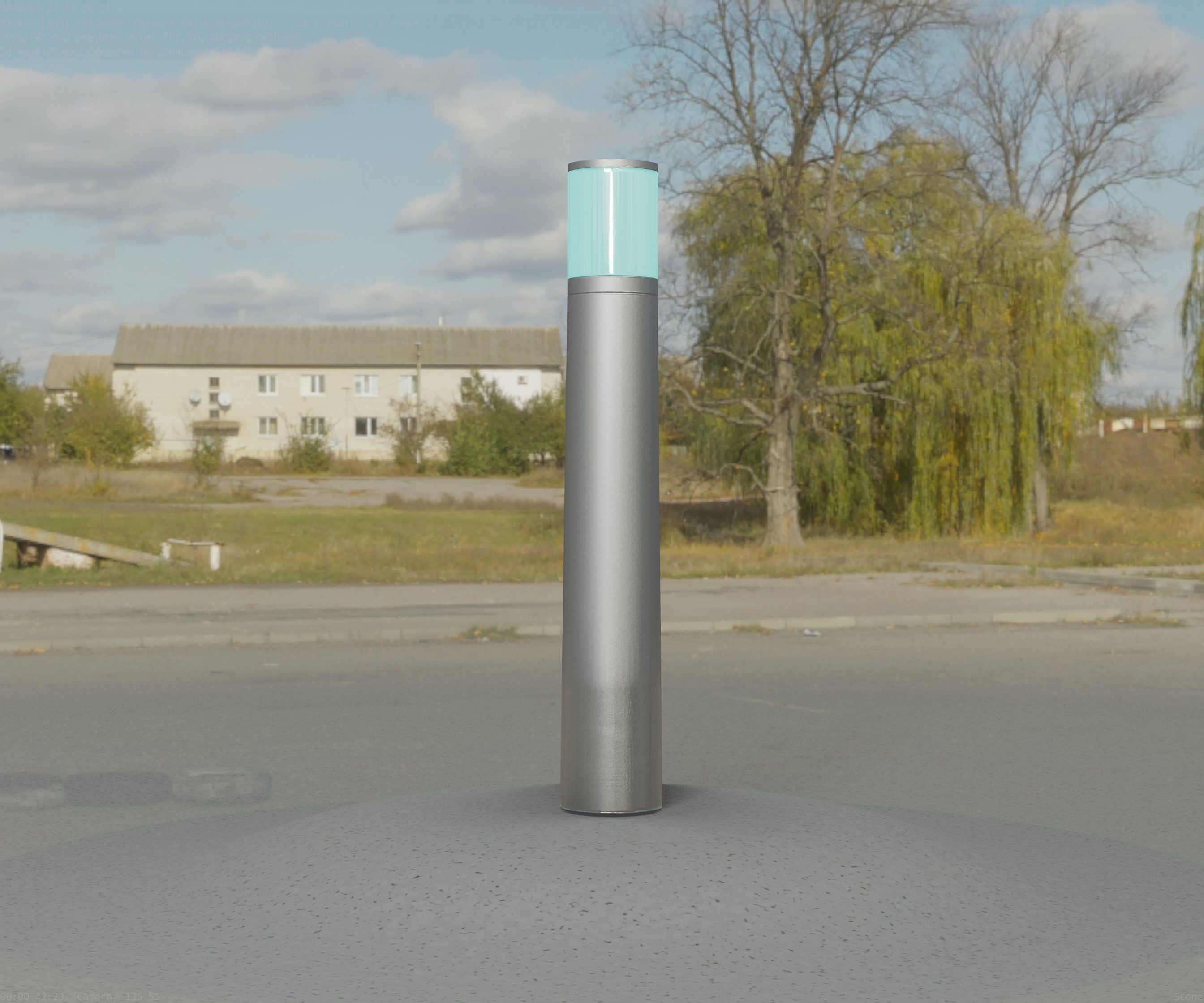 Low-Poly Basic Light Column 11 - Street Light Set-9 Low-poly 3D model_36